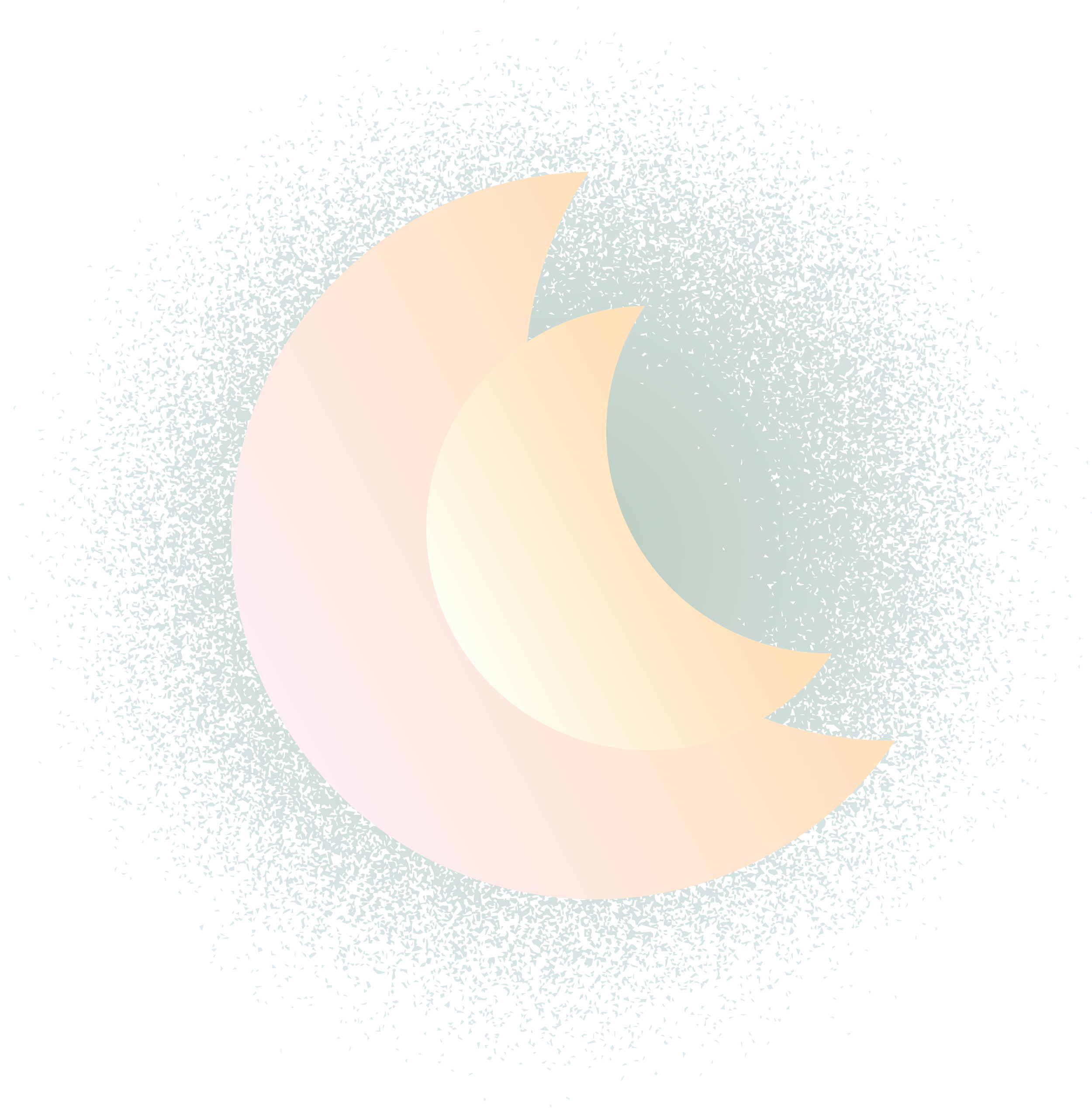 pink double crescent moons on green background