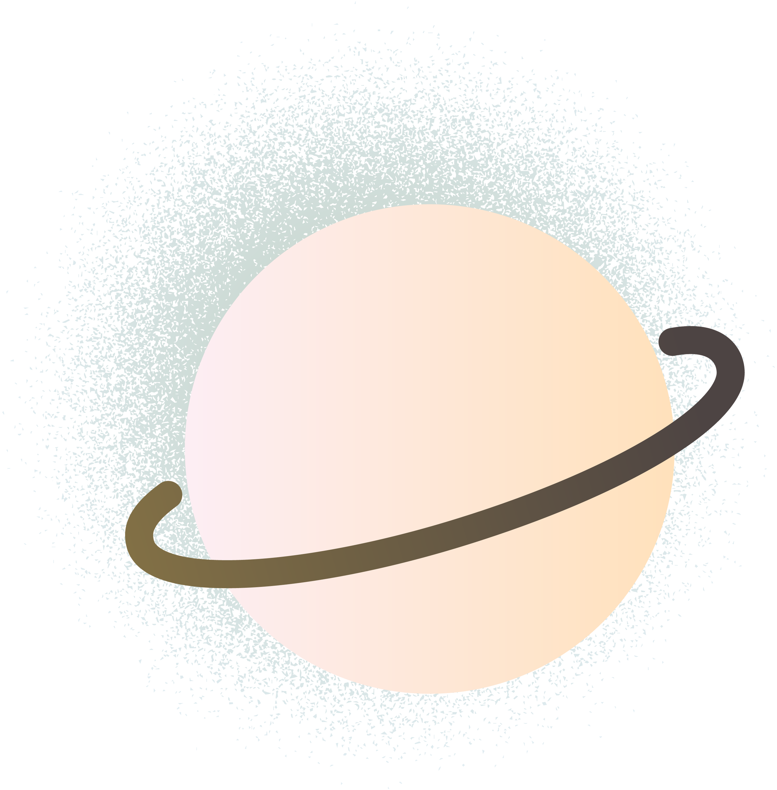 pink planet with brown ring