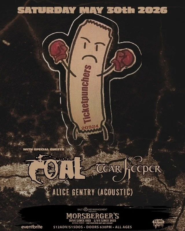 SATURDAY MAY 30th. Join us for a night of rock music along with @theticketpunchersofficial @officialcoalmusic and @alicegentrymusic at @morsbergerstavern  thanks to @frankie_fje for putting this all together.  All ages  Doors at 6:30.  713 Frederick 