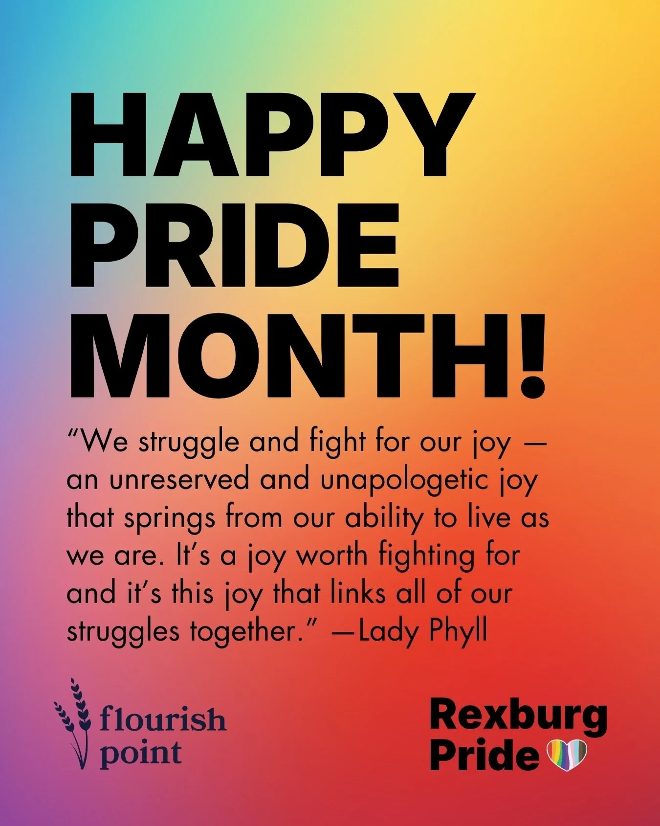 Year-round but this month especially, we aim to support and celebrate all LGBTQ+ people. We want to show that there is a beautiful, vibrant community of queer folk and allies all around us. It is easy to feel alone at times, but we hope to bring toge