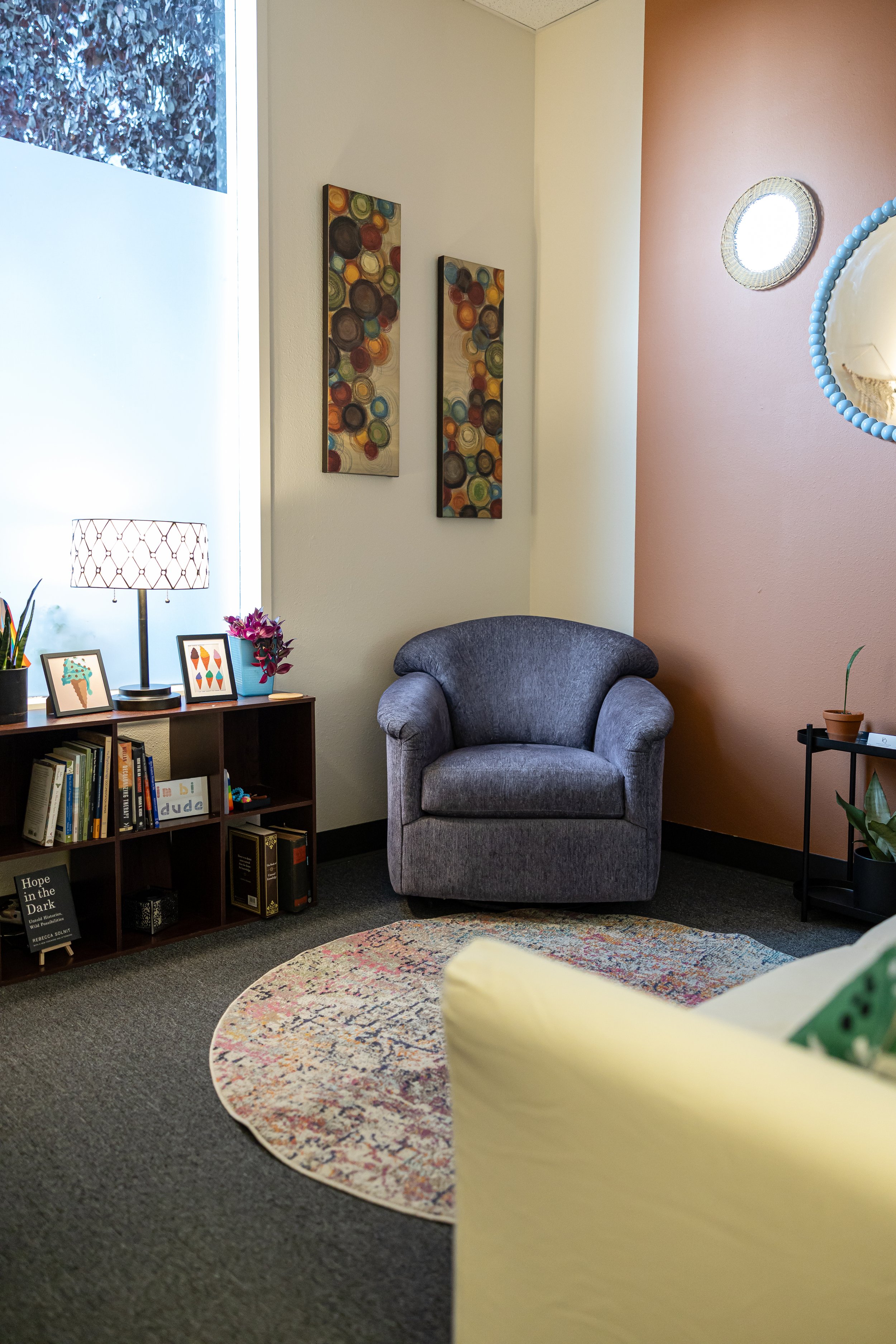 Therapy room at Perfectly Queer Counseling named after Pauli Murray