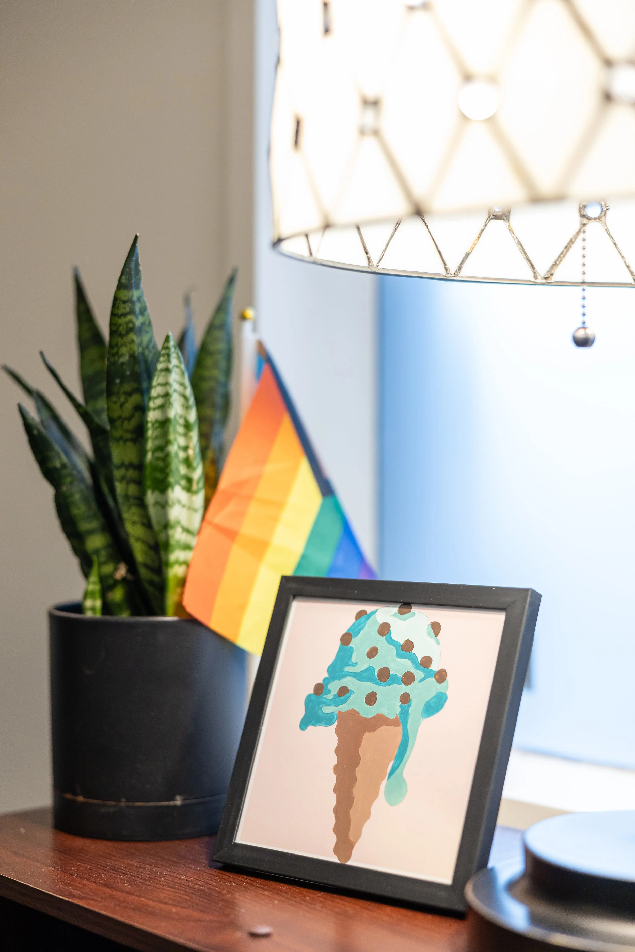 photo of ice cream cone and a plant at Perfectly Queer Counseling