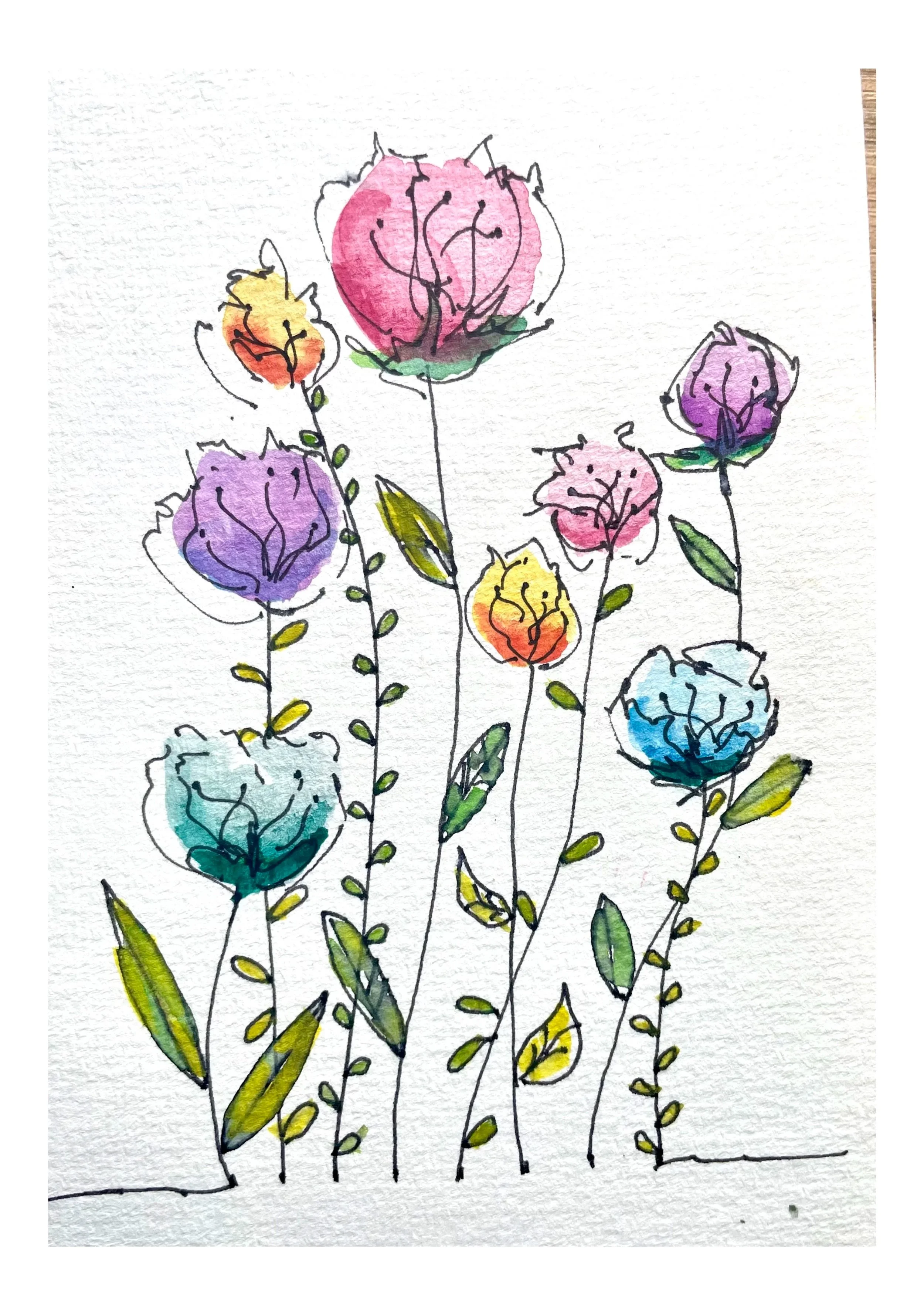 Fanciful Flowers Watercolor  beginners class