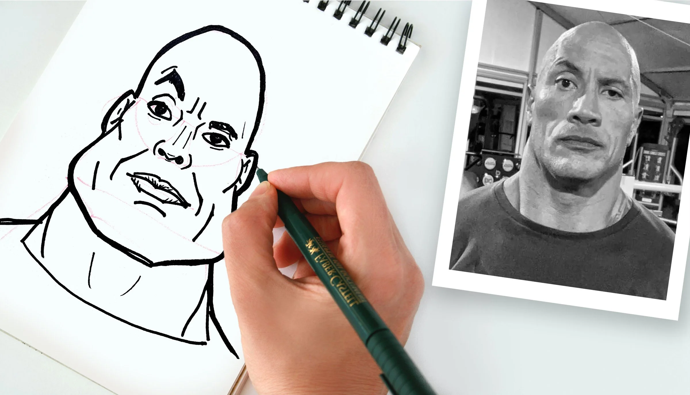 Dwayne the Rock Johnson Caricatures online beginners class