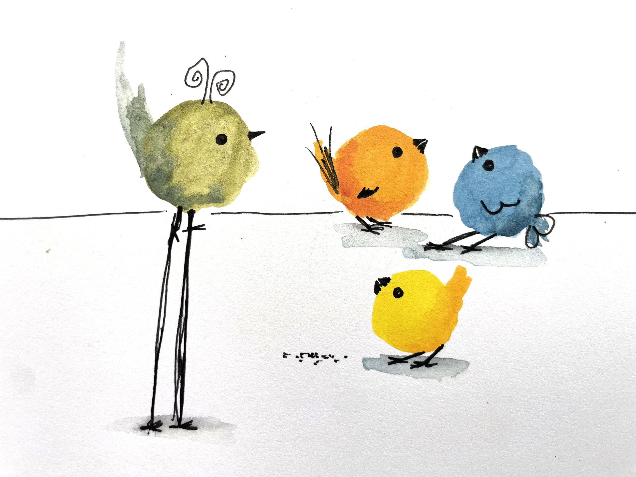 Watercolor birds beginners class