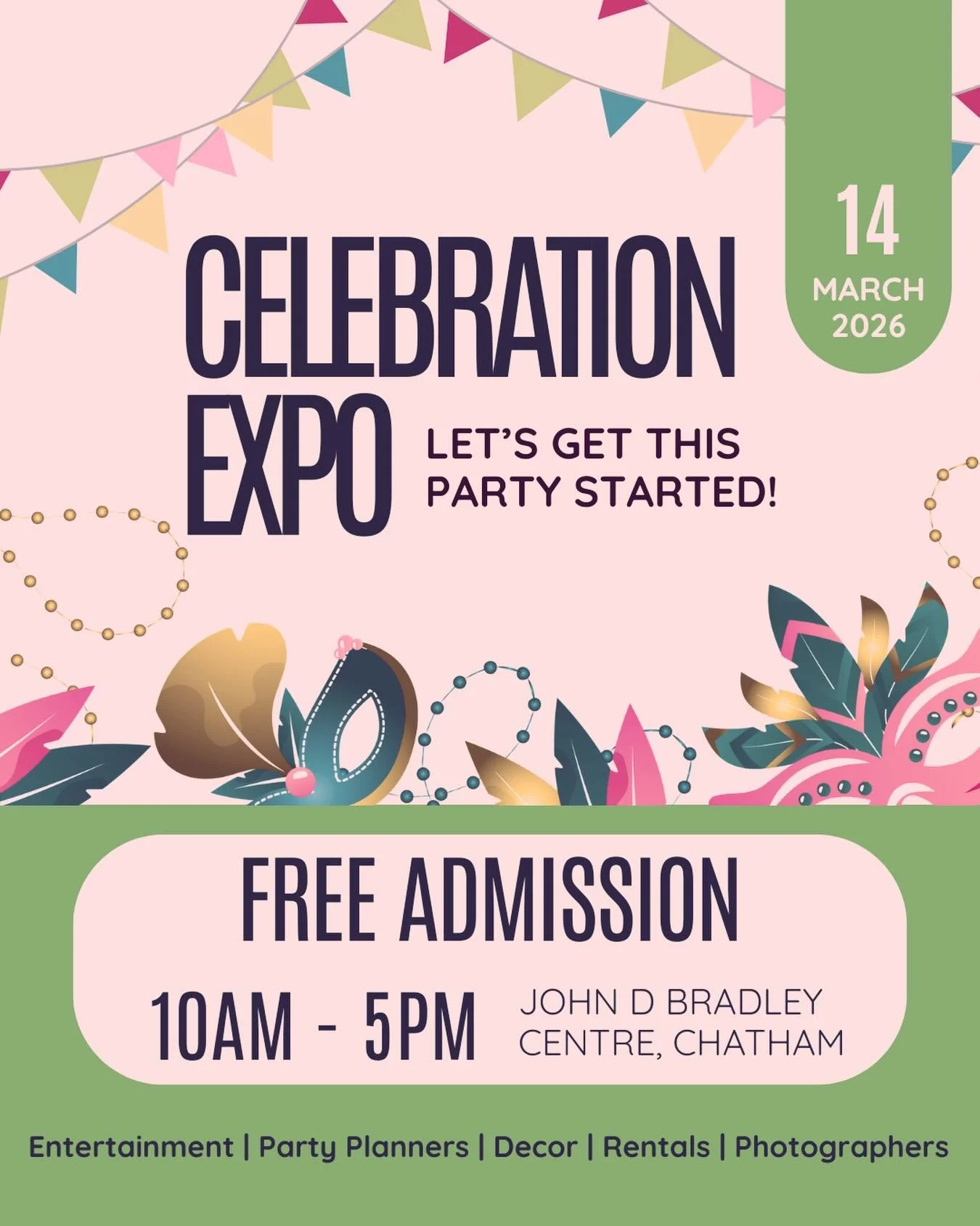 Get celebration inspiration from local vendors showcasing all the things you might need for your future events from birthdays to weddings. Our shop will be putting on a bridal and prom fashion show featuring our dresses and menswear from Collins Clot