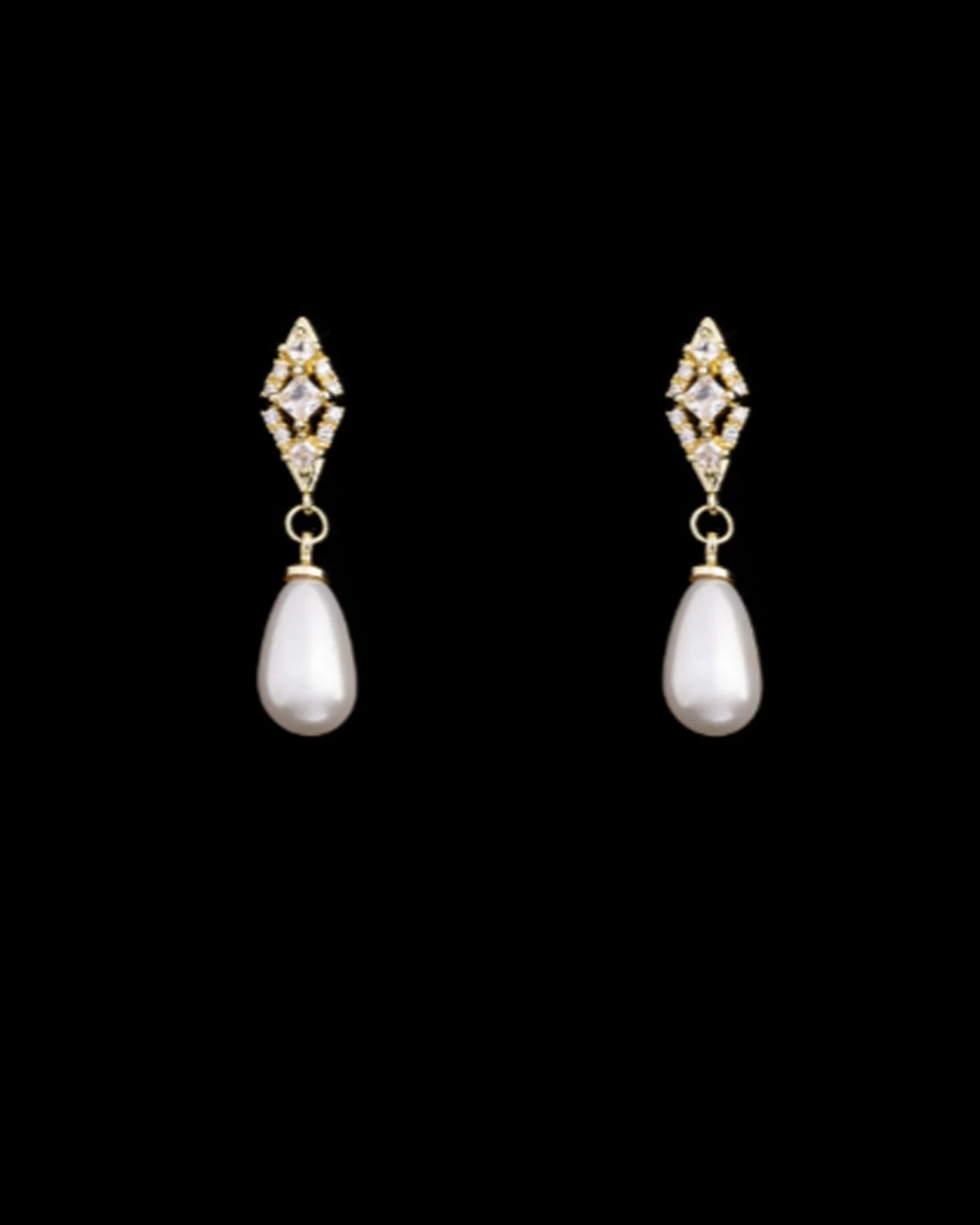 Elegant Drop Pearl Earrings Available in Gold or Silver - Style CZ115