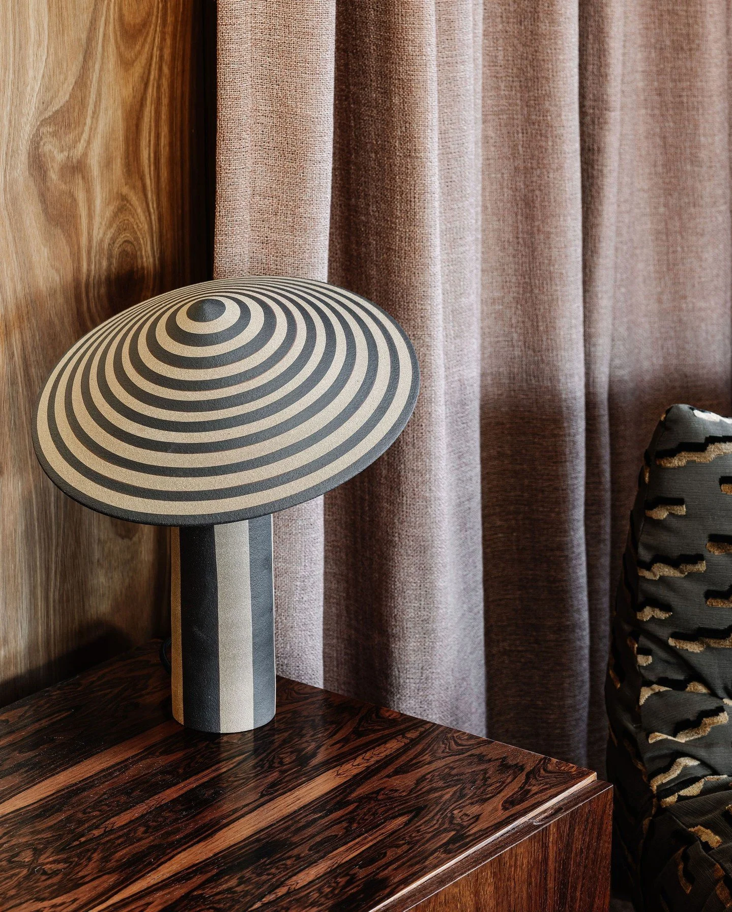 Style tip - every living room needs a lamp. Not only perfect for mood lighting, if its also textured, ceramic, stylish, asymmetrical and bold, even better. This Aussie made gem stops people in their tracks, every time. Hand made, shes worth the wait.