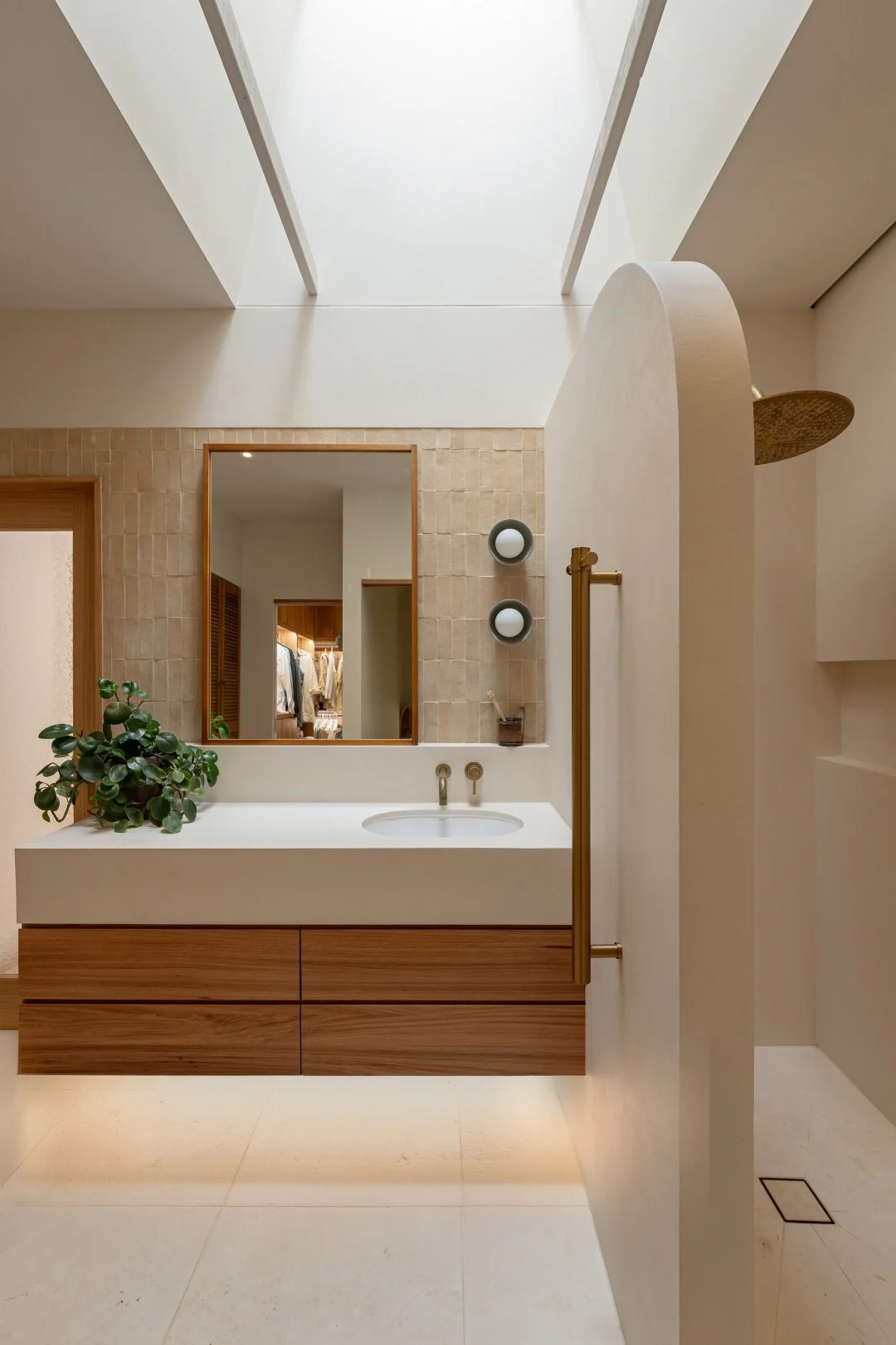 The new skylight floods the ensuite with functional light.