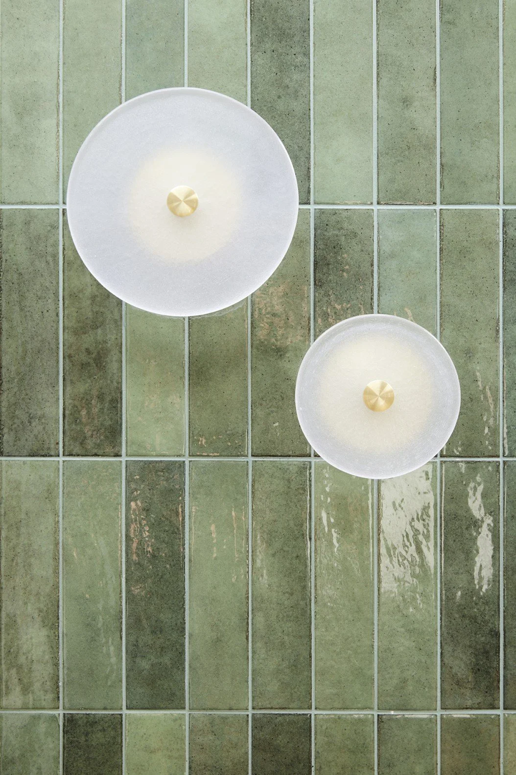 Ensuite green tile and light details at High Tide Freshwater