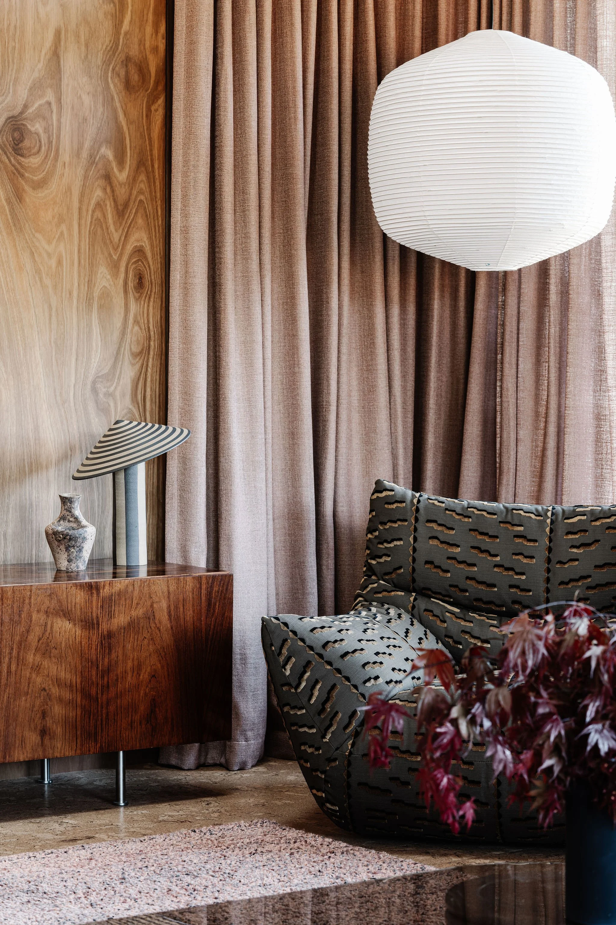 Flanked by window coverings in James Dunlop fabric, designed by Middle Ground Creative