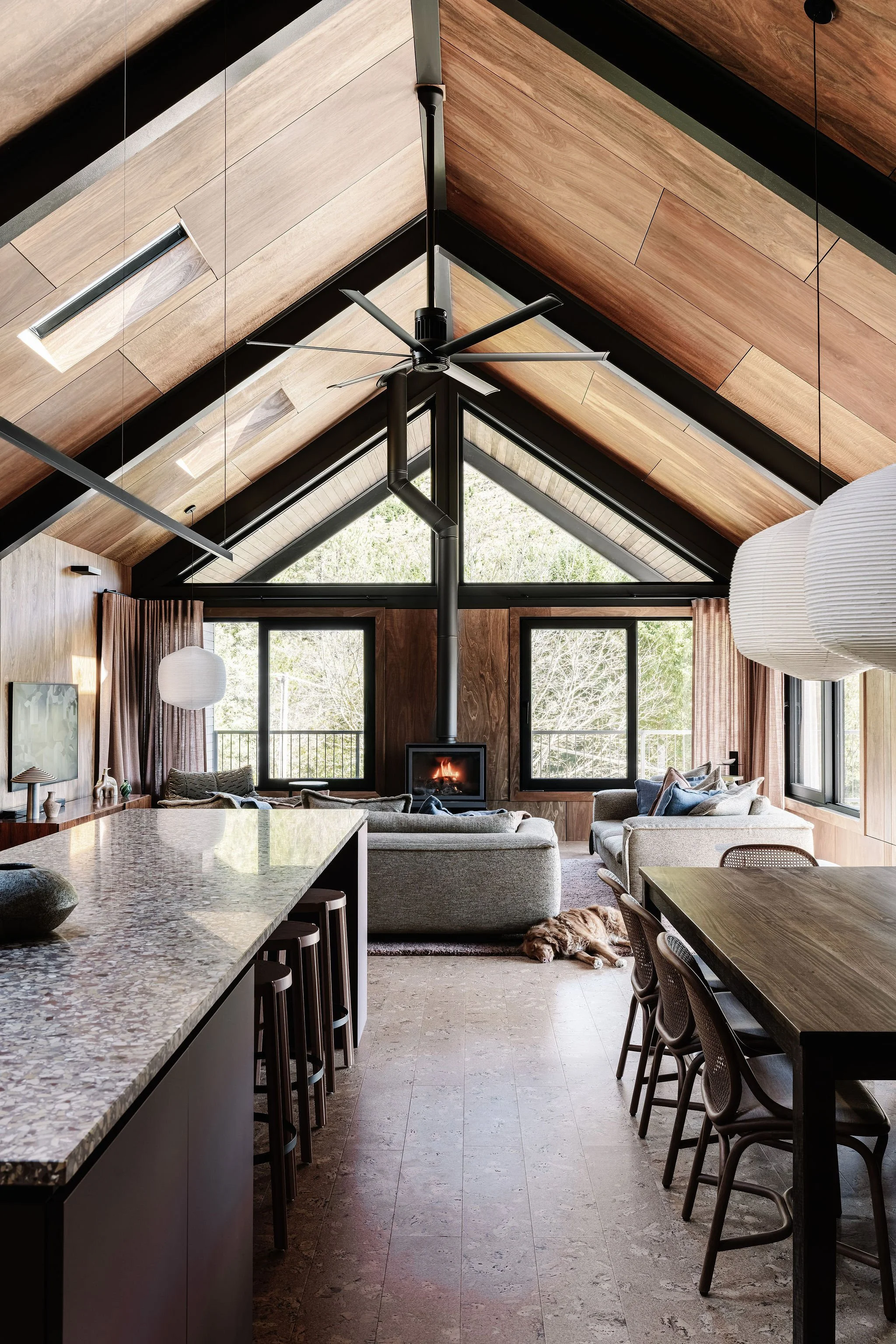 Open plan design and materials selection work harmoniously with the rest of the living zone