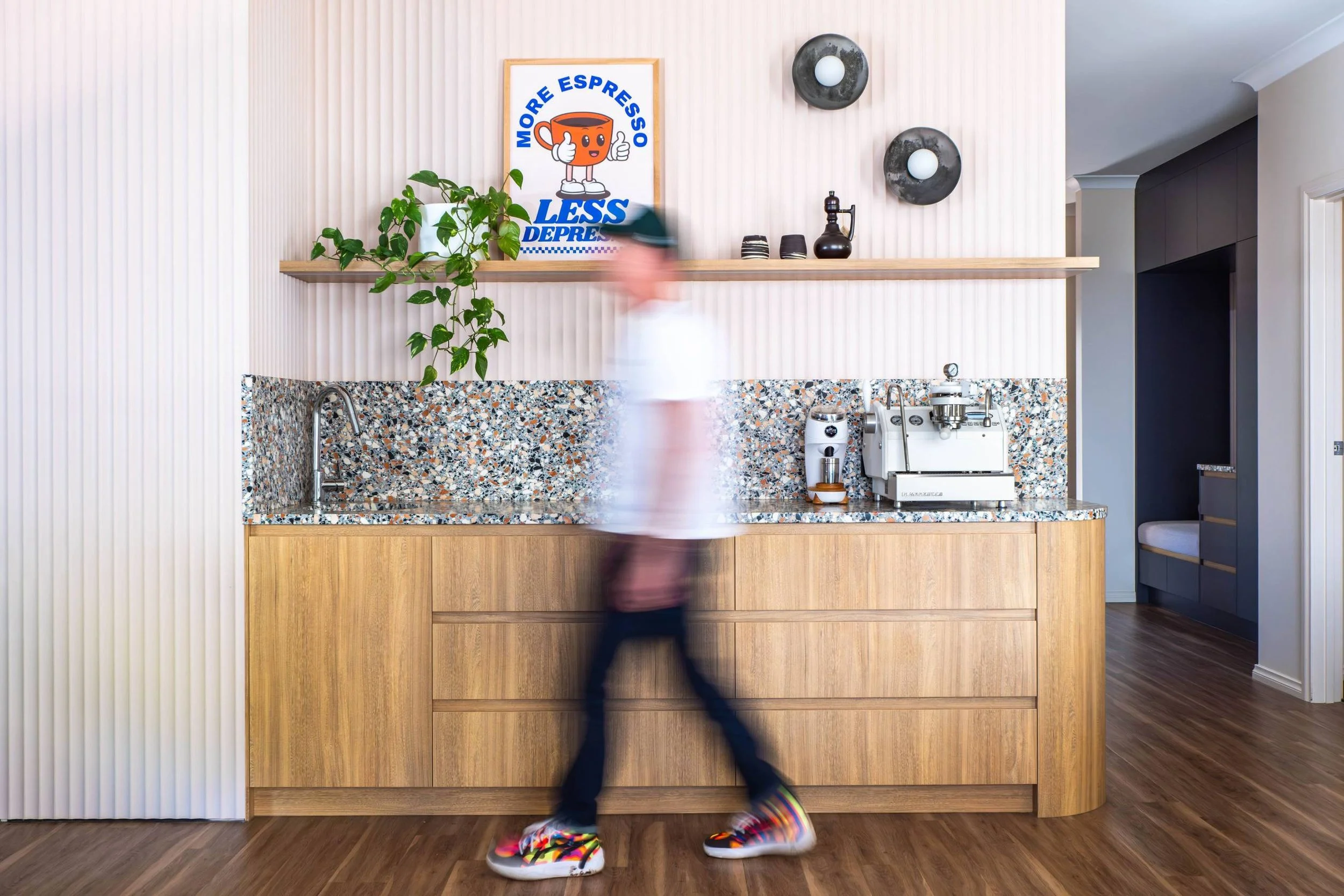 Mountain Mist coffee bar sits at the heart of the renovation and home.