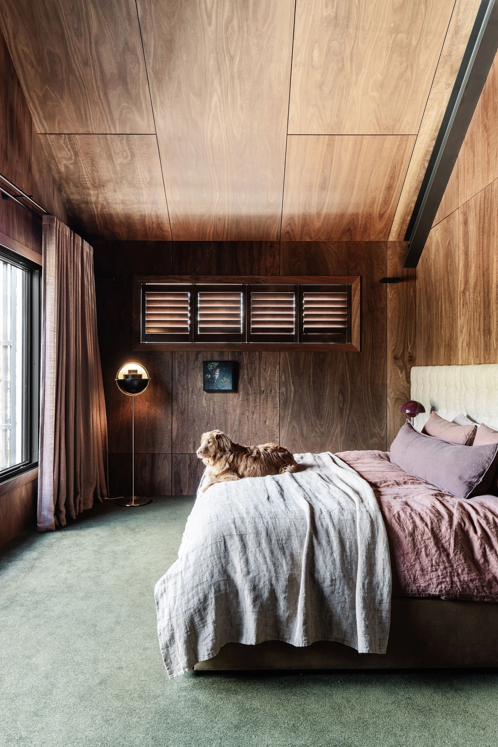 It's a dogs life in the main bedroom suite of Alpine Glow, by Britt White Studio