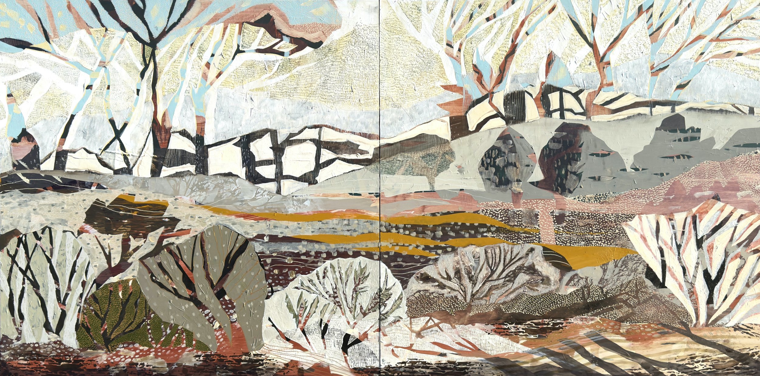 
 WHERE STILLNESS GATHERS 

Original artwork, 2026
 
Acrylic on wooden board
 
Floating frame
 
76 x 152 cm 

  ENQUIRE 
 