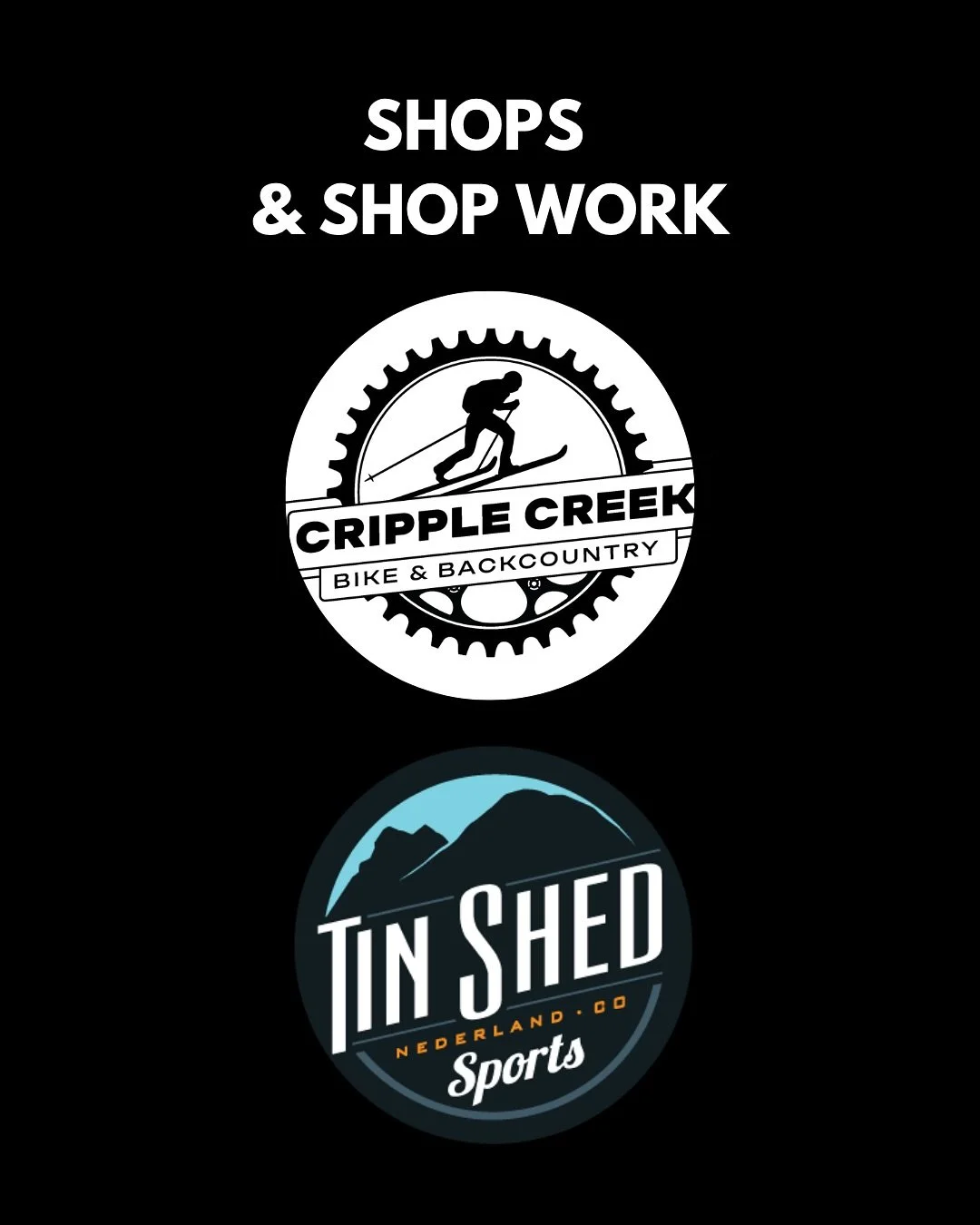 Welcome to our 2025-2026 SHOPS &amp; SHOP WORK partners!

@cripplecreekbc 
@tinshedsports 

Boulder Skimo member? 👉 Access your exclusive offers from these shops through your MEMBER PORTAL. 

Need gear recommendations? 👉 Check out our GEAR GUIDE.

