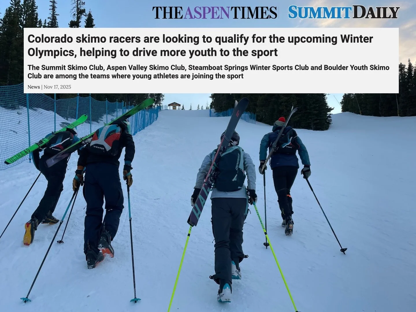 @boulderskimo and its Youth Skimo Team (in partnership with @emscboulder) were recently featured in both the @aspentimes and @summitdailynews amongst the Youth Skimo Clubs popping up all over Colorado to foster the growth of inbound ski touring at sk