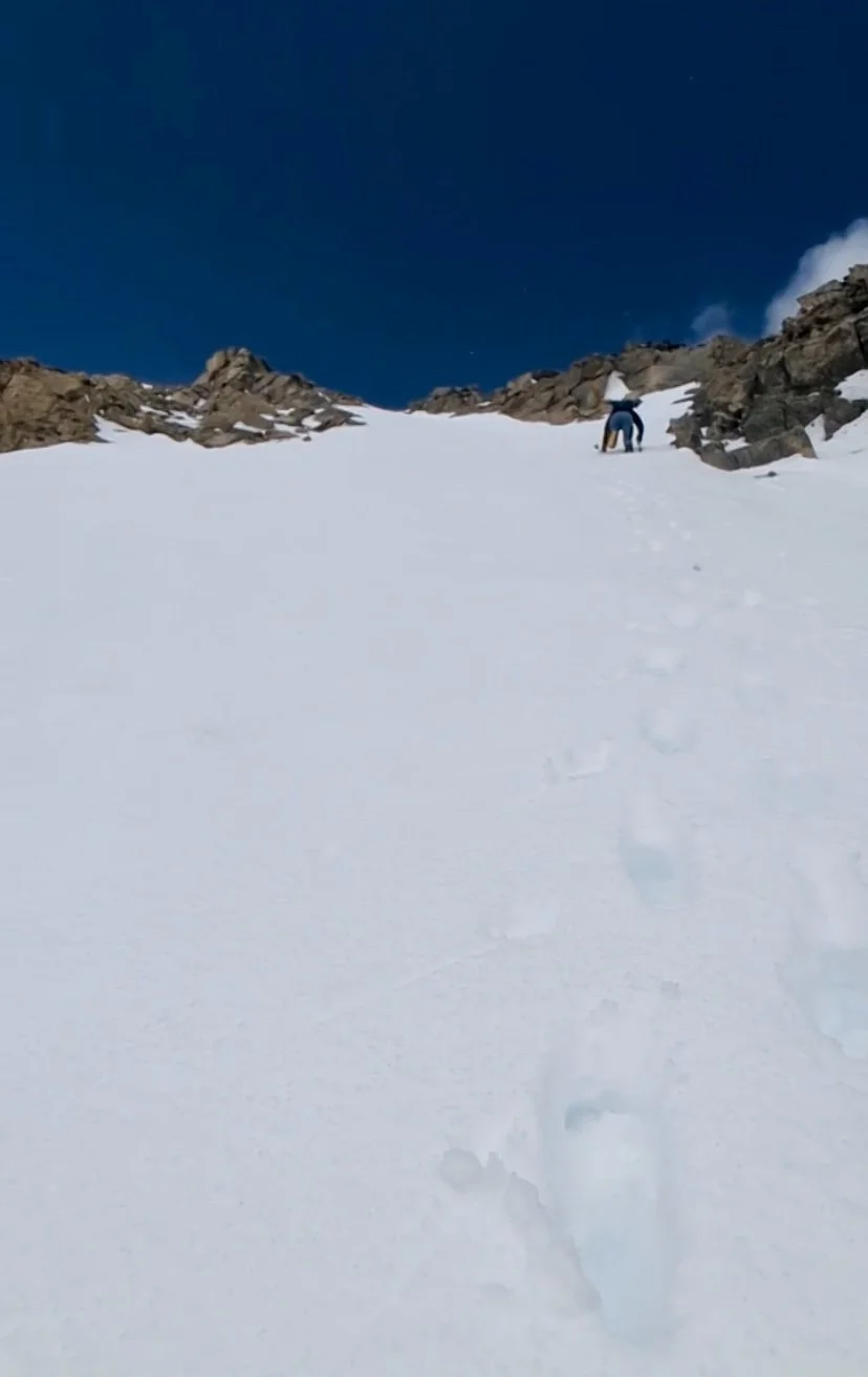  Davide heading up Apache couloir 