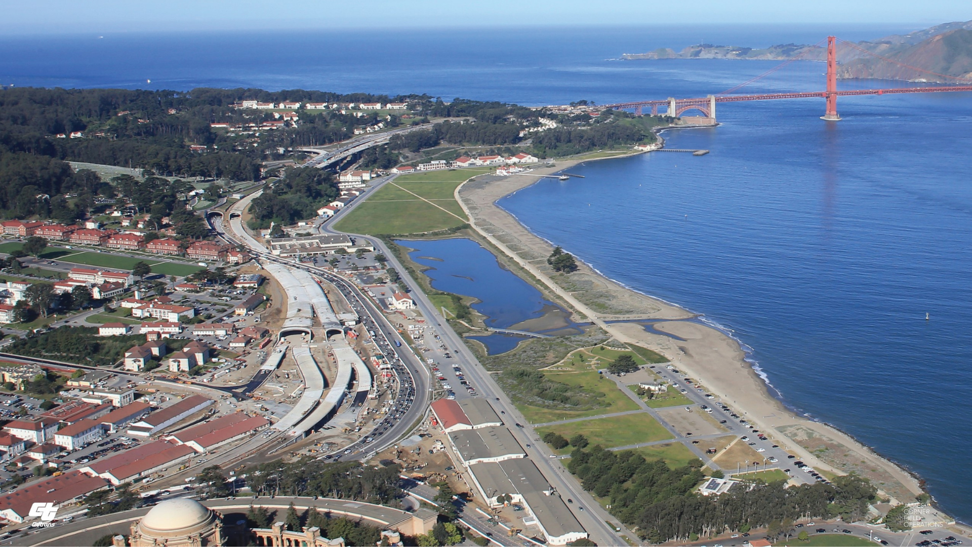  The New Presidio Parklands Project transformed the public land above the US Route 101 highway tunnel into a 13-acre national park. / The Presidio Trust
