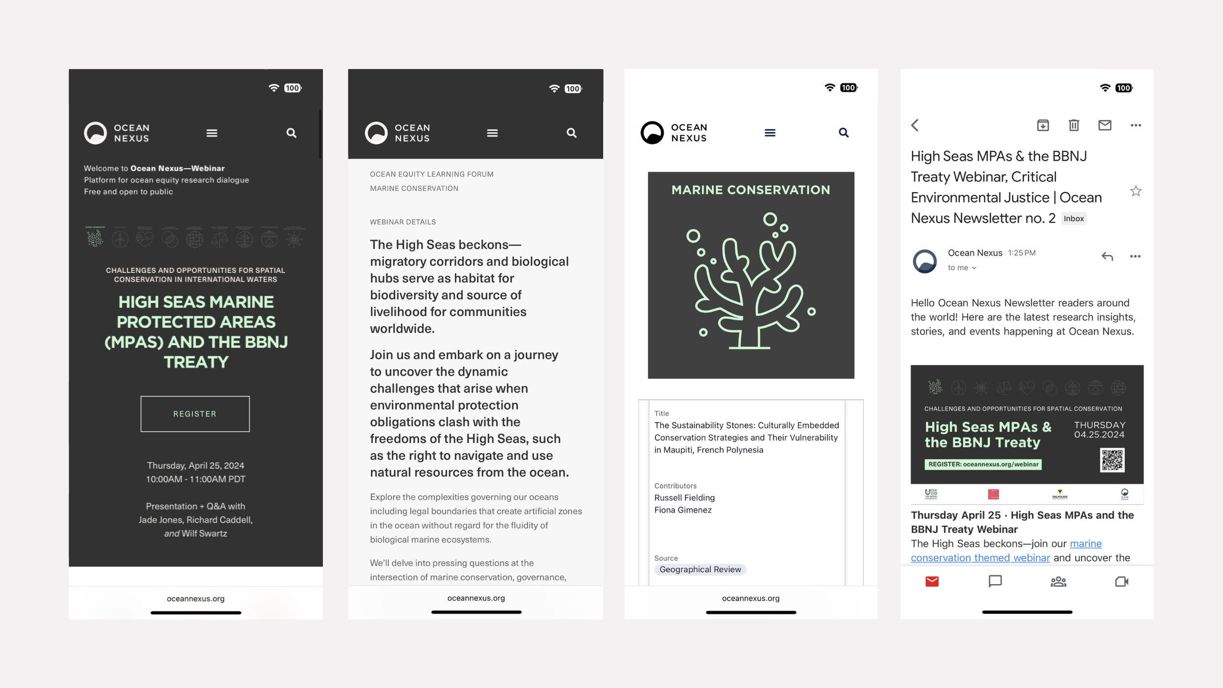 For example, Marine Conservation, one of nine research themes, was activated through a scalable program series designed to funnel engagement into Ocean Nexus’s larger brand system and global dialogue platform.
Program Management: Ariel Wang.