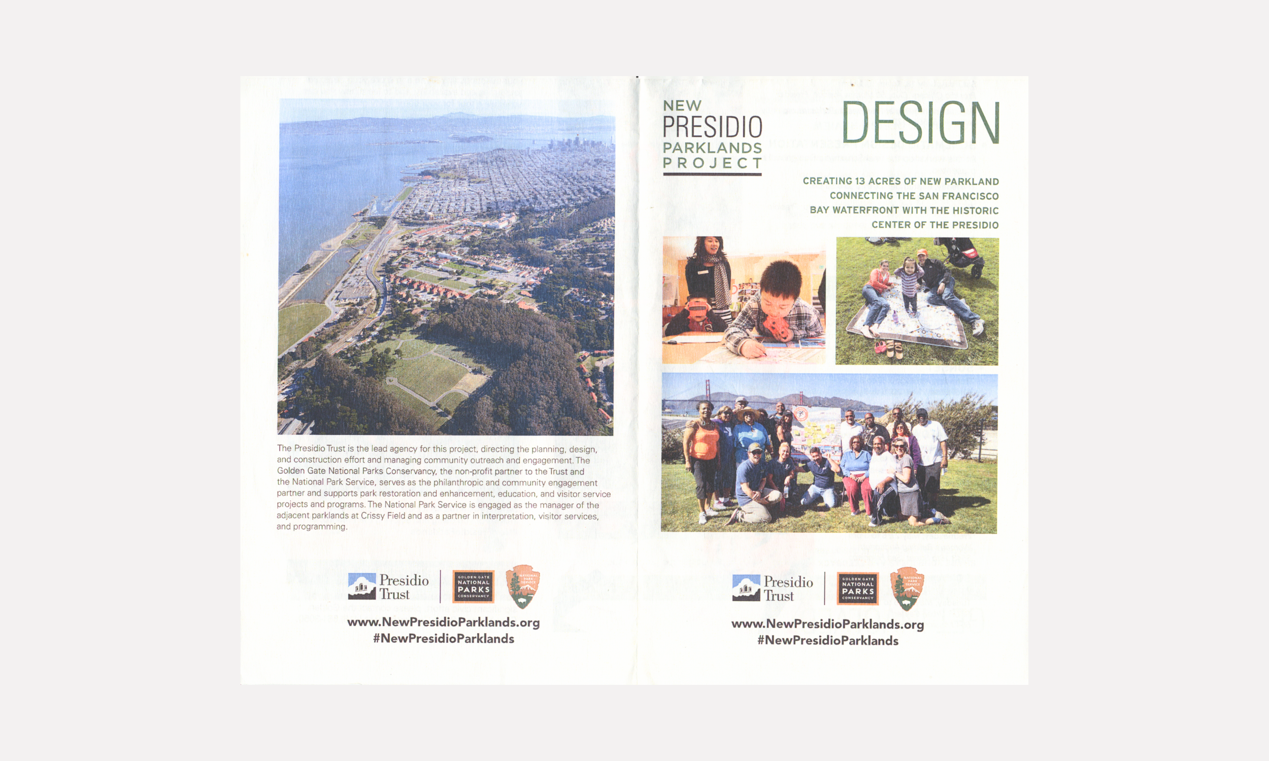 STEP 2, DESIGN: I spoke in Mandarin and English and helped connect our agency to multi-lingual community members throughout San Francisco. Picture, a pamphlet I scanned to share how folks learned more about this park design project.