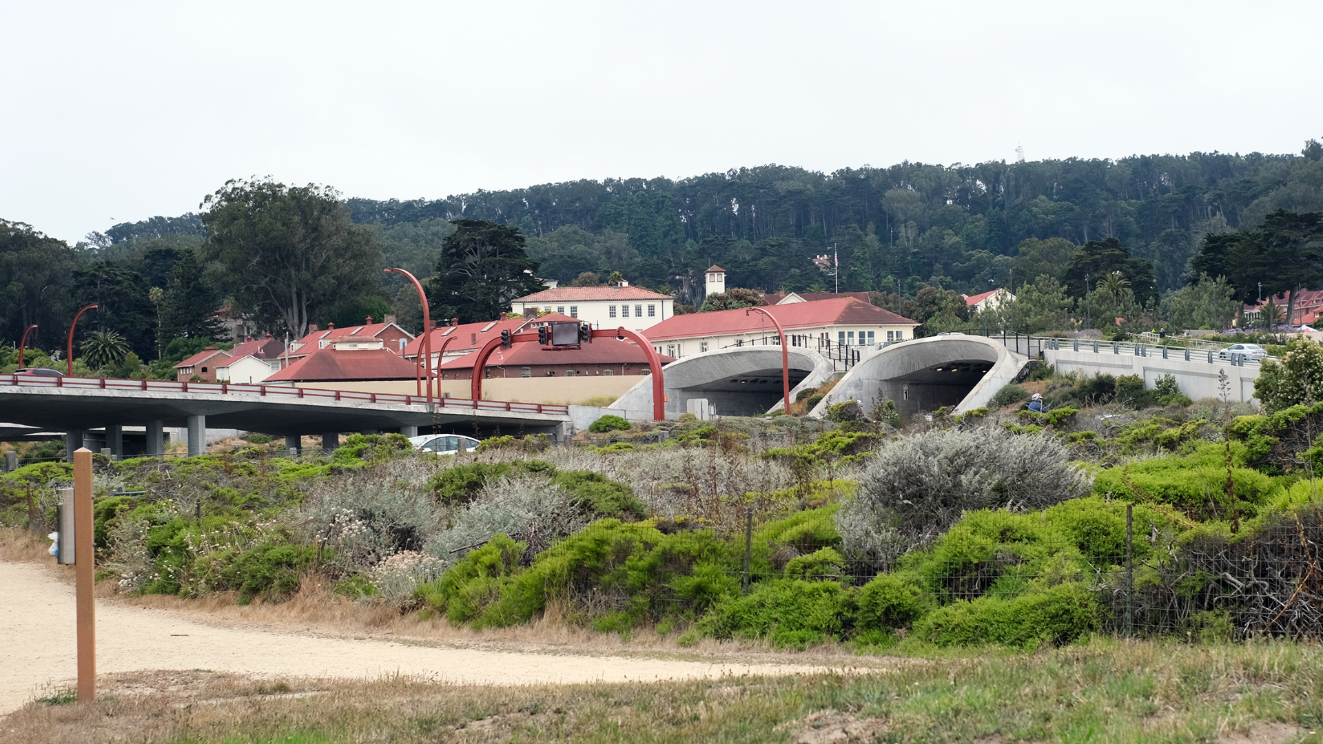The tunnels that lead you to the Golden Gate Bridge.
