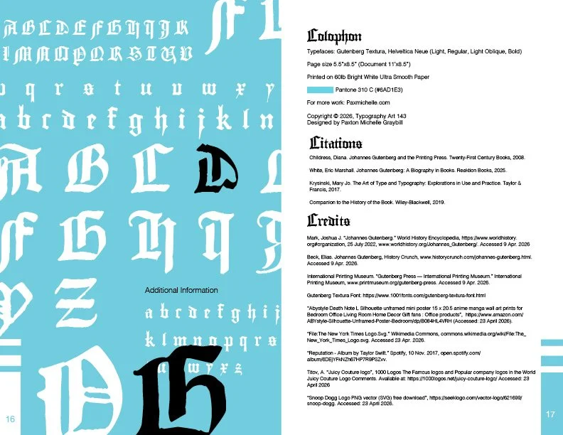 Colophon, Credits & Citations