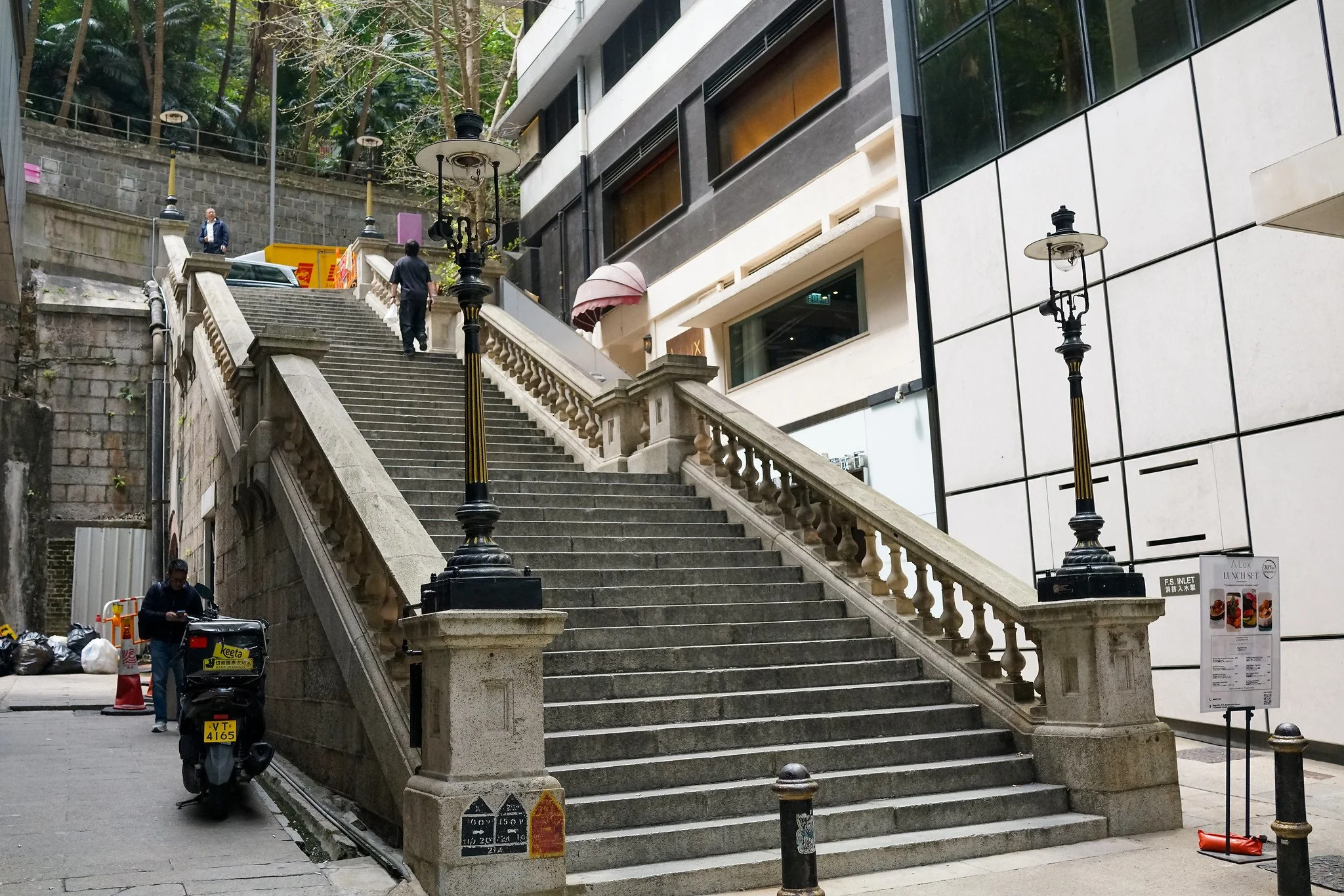 Duddell Street Gas Lamps + Stone Steps 1880's Hong Kong