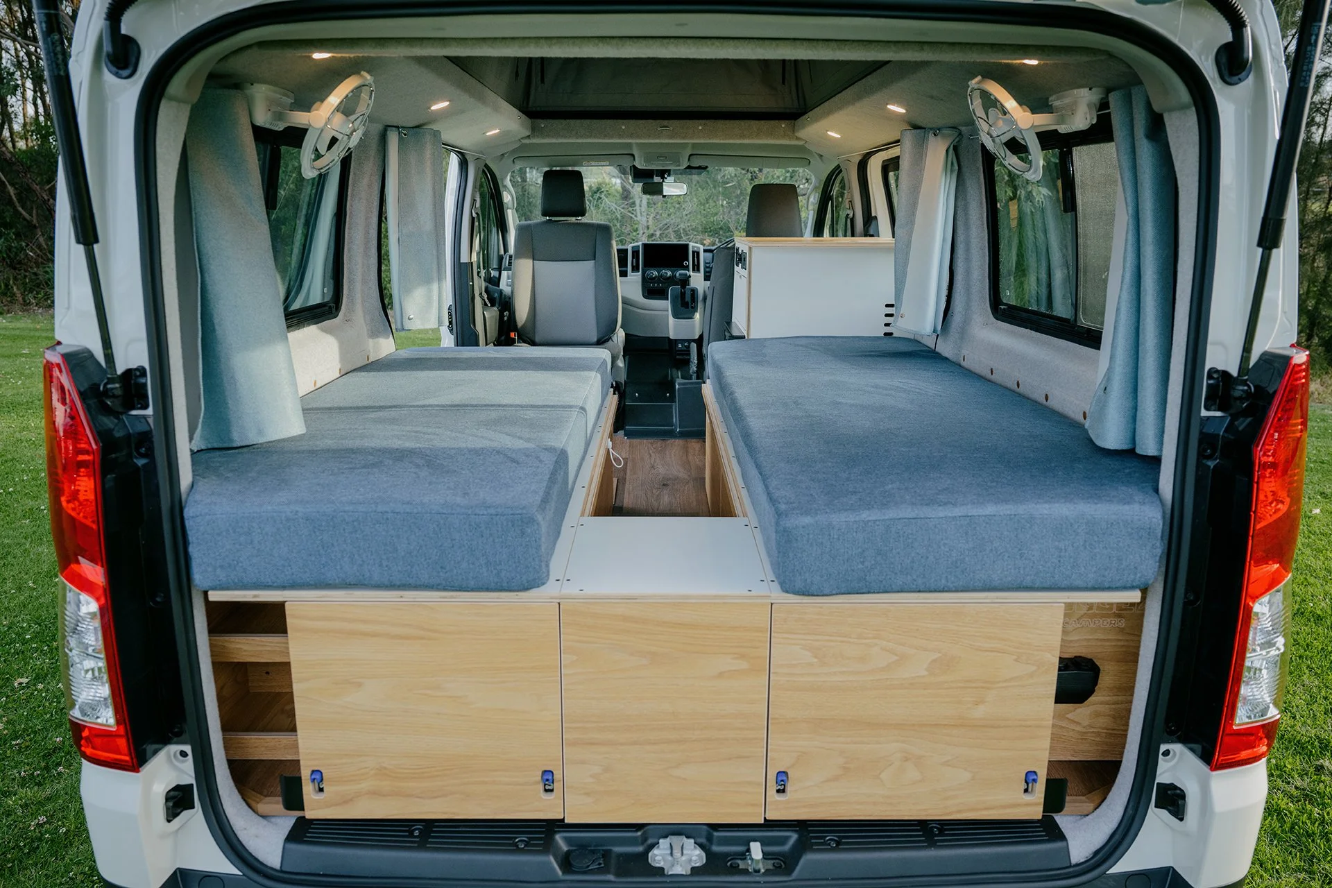 Toyota Hiace pop-top camper conversion with electrical system