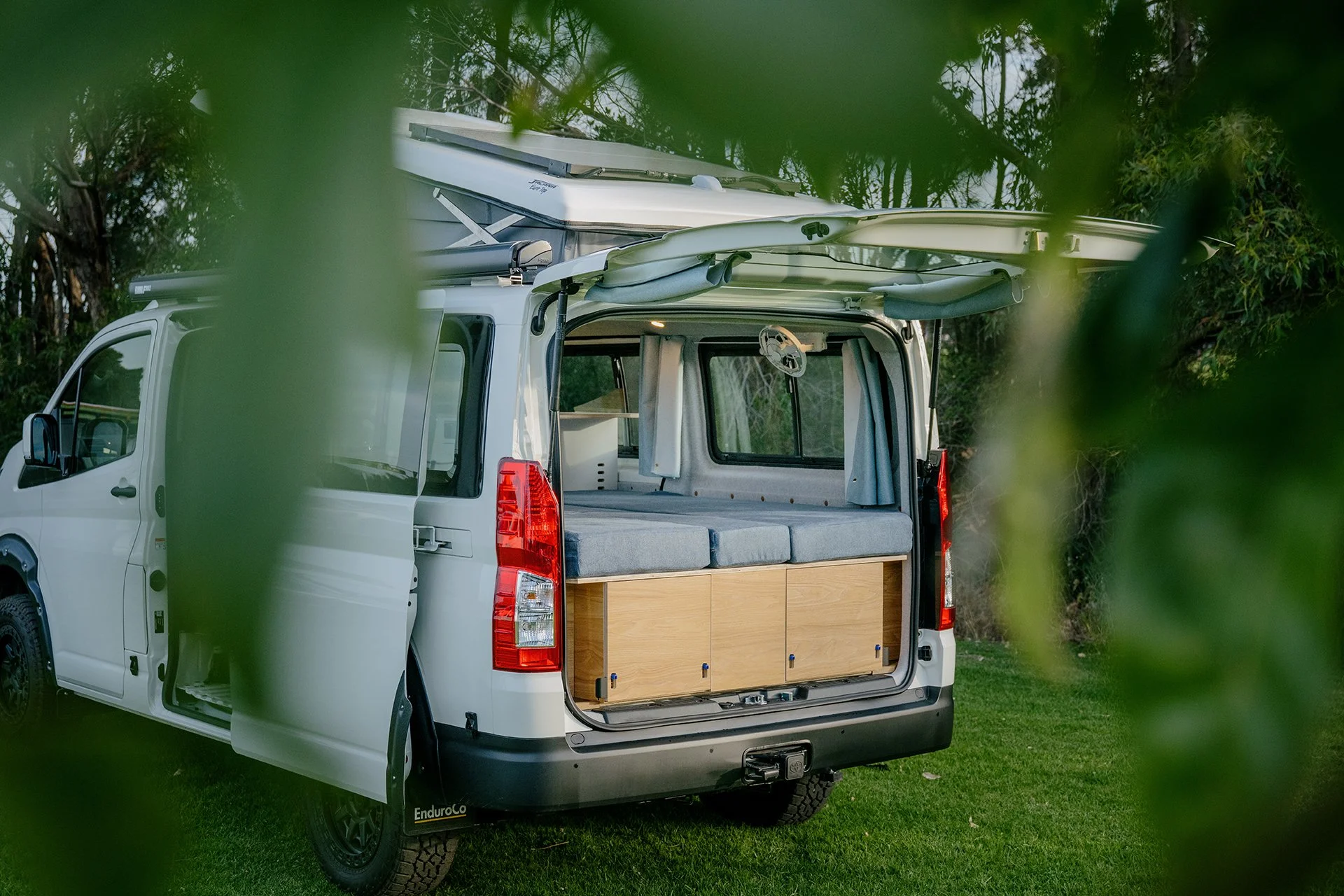 Toyota Hiace pop-top camper conversion with electrical system