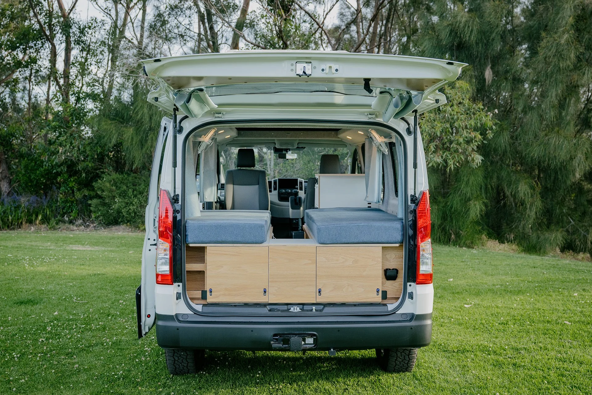 Toyota Hiace pop-top camper conversion with electrical system