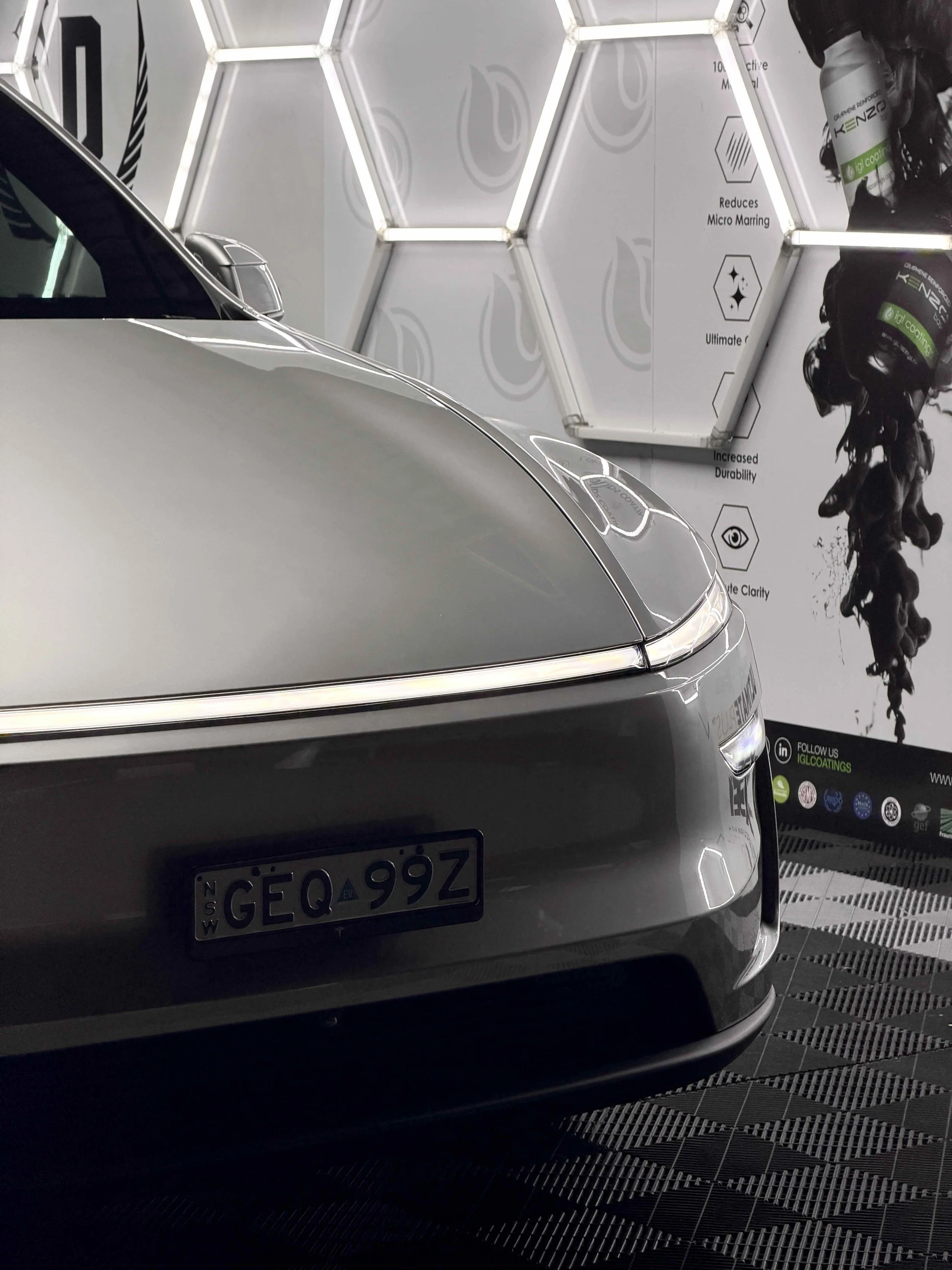 Ceramic Coating Package for this Tesla Y L getting everything from their paint, glass, wheels, trims and lights protected. Full exterior paint protection option with ceramic coating for long term ownership