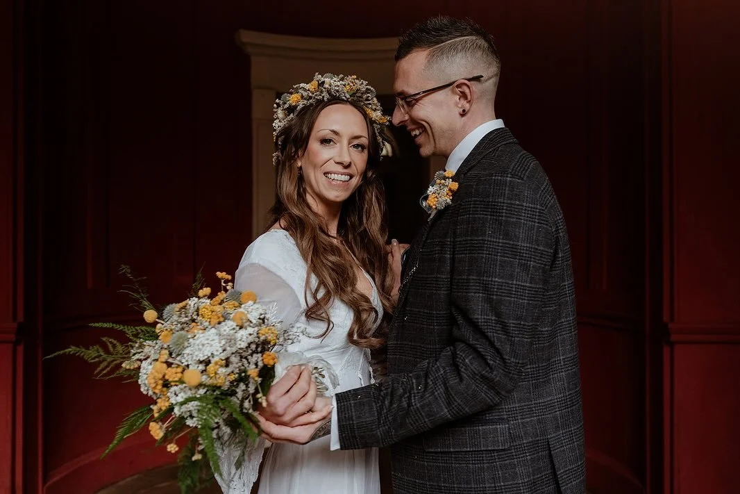 🤍 Kevin &amp; Kylie 🤍
 
In the heart of the woods, within a magical stone hall, Kevin &amp; Kylie, looking simply stunning in their checked suit and lace gown, exchanged their vows in front of family &amp; friends. 
Their ceremony was conducted by 