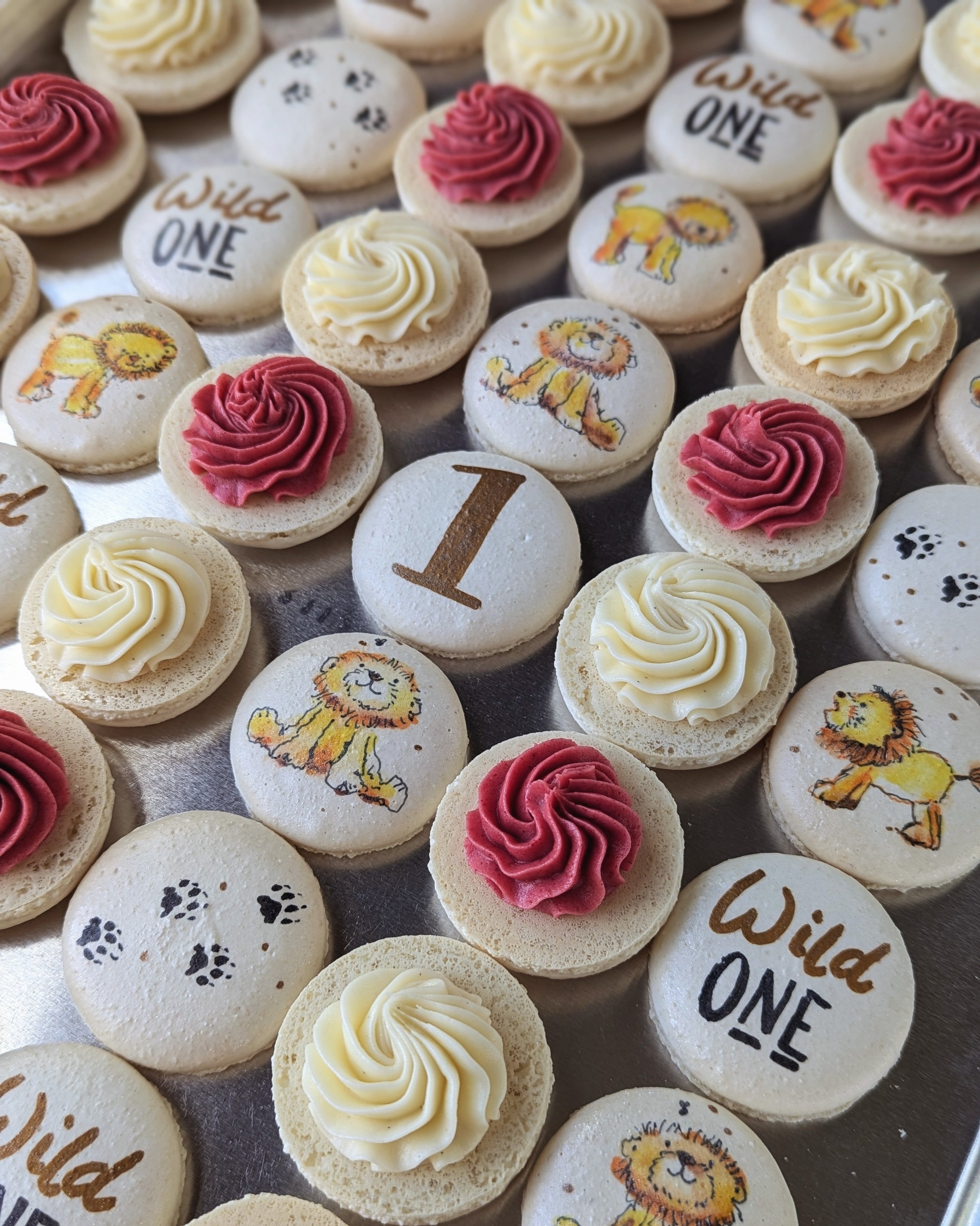 Wild One first birthday lion macarons