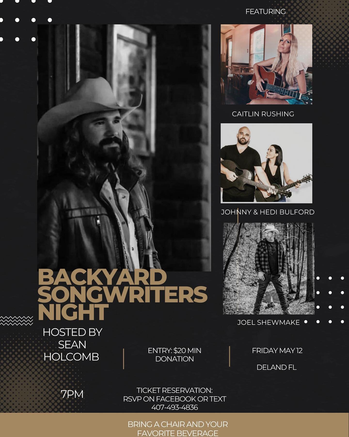 This Friday πHappy to be a part of this amazing songwriters night! If you are around the Orlando area and are interested in attending, message me for details!