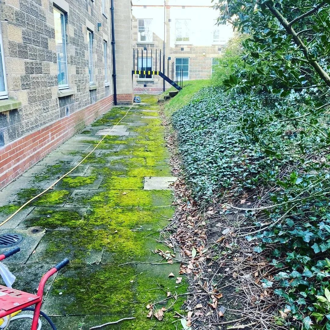 Making the surface on the fire exit roots clear and slip free on are site in leed. 👍