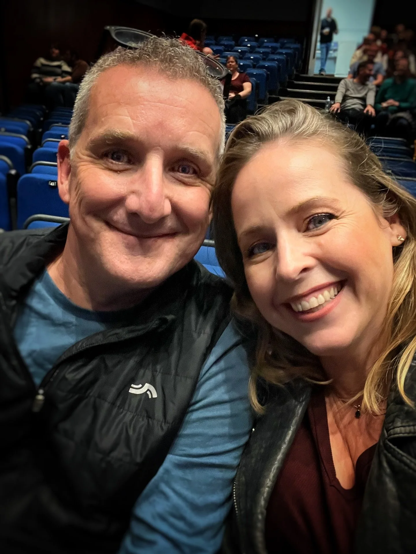 This is 43. 
Today is my birthday! 🎉 🎂
Had enormous fun going to watch the comedy trio from our favourite podcast last night, in a rare escapade leaving the house after dark.
For once, we were out, and neither of us was WORKING!!!! 
I love watching