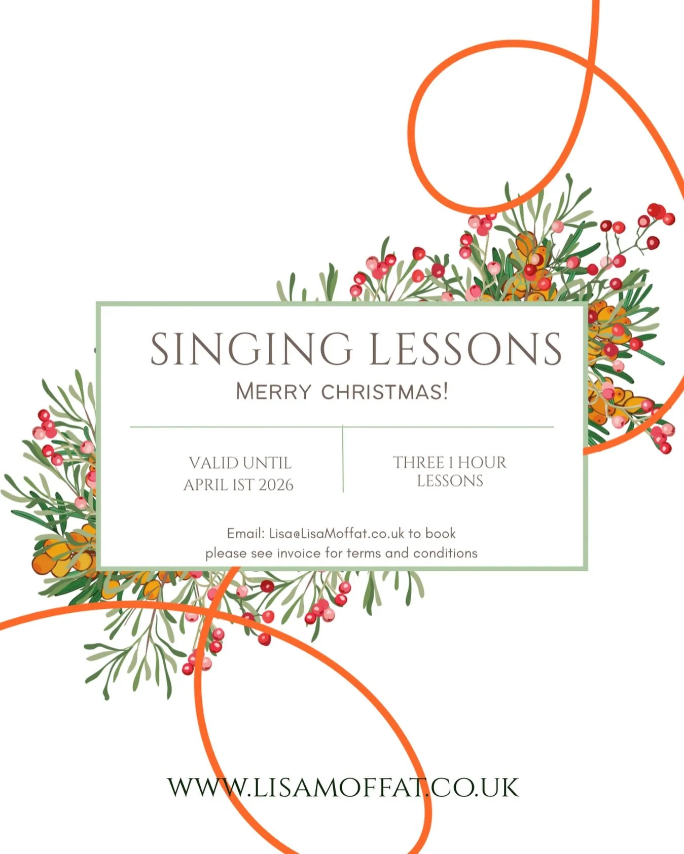 &lsquo;Tis the season to be joyful, and here is my gift to you all 🎁🎁🎁

From today, the 1st of December to the 24th of December I am offering a DISCOUNT of 10% on 3 hours of singing lessons, quote &lsquo;MERRY CHRISTMAS&rsquo; in your email to get