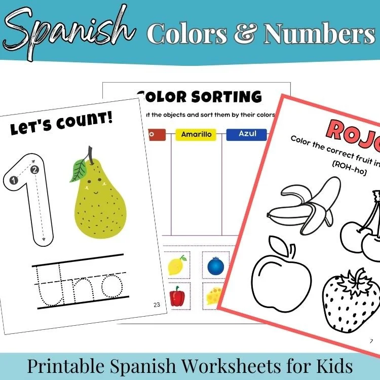 Spanish Colors & Numbers Worksheets