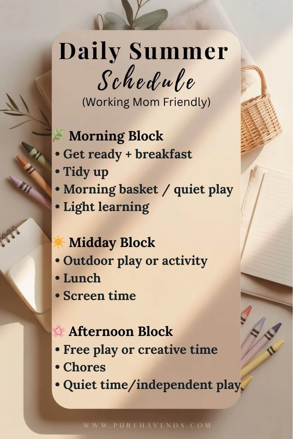 Daily Summer Schedule