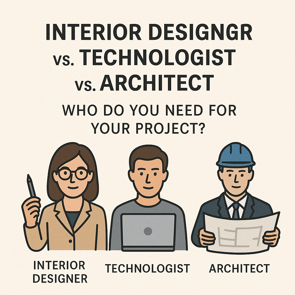 Interior Designer vs. Technologist vs. Architect: Who Do You Need for Your Project?