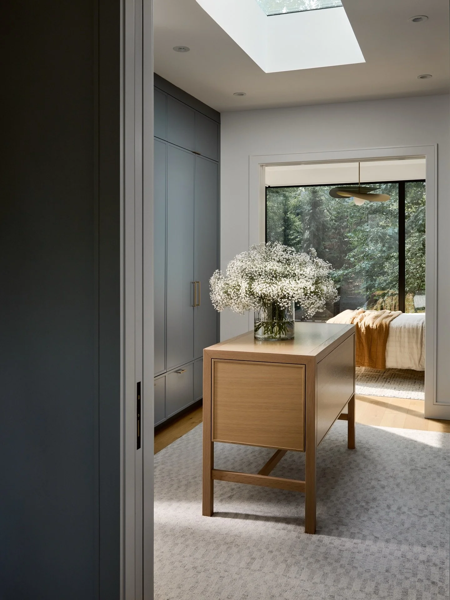 A light filled walk through wardrobe. A multifunctional circulation space between ensuite bath and main bedroom &mdash; A full private suite. 

Design: @designstrom 
Captured by: @morley2space | @2spacephoto 
Build: @steinregency | @steinbuild