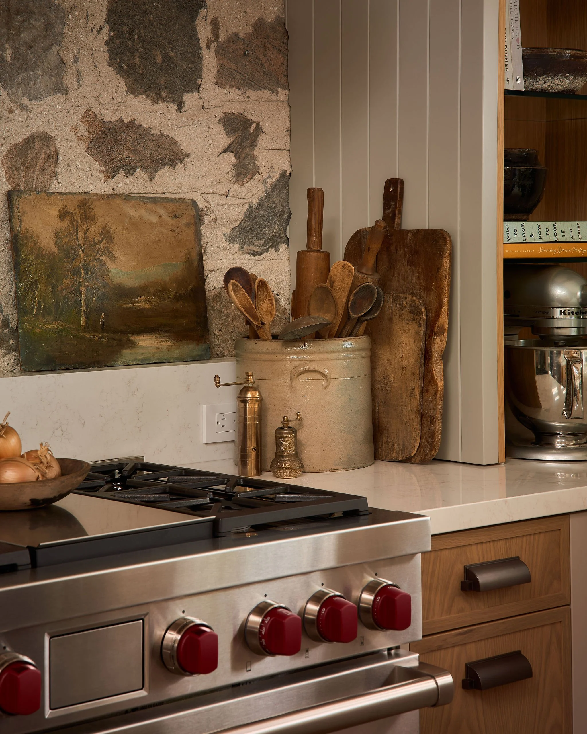 13 Modern Farmhouse Wolf Range Stone Backsplash Counterstanding Appliance cubby.jpg