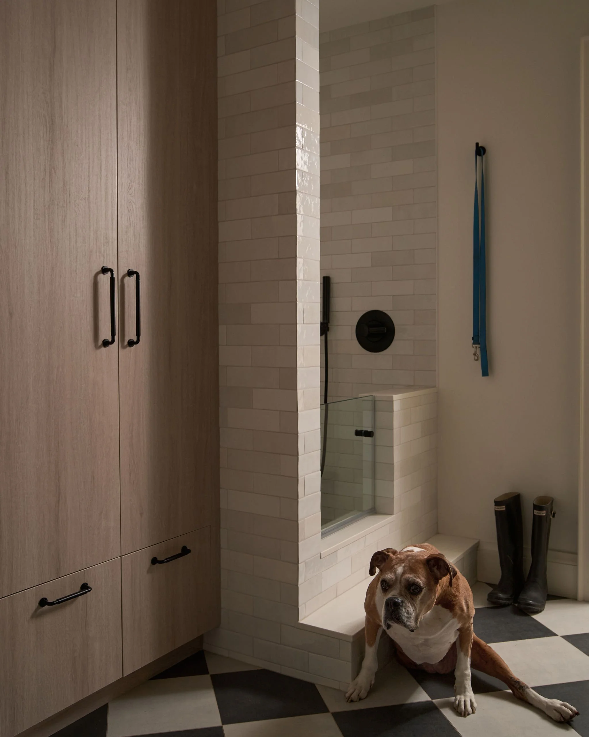 06 waterloo-georgian-home mud rm checkerboard floor dog shower.jpg
