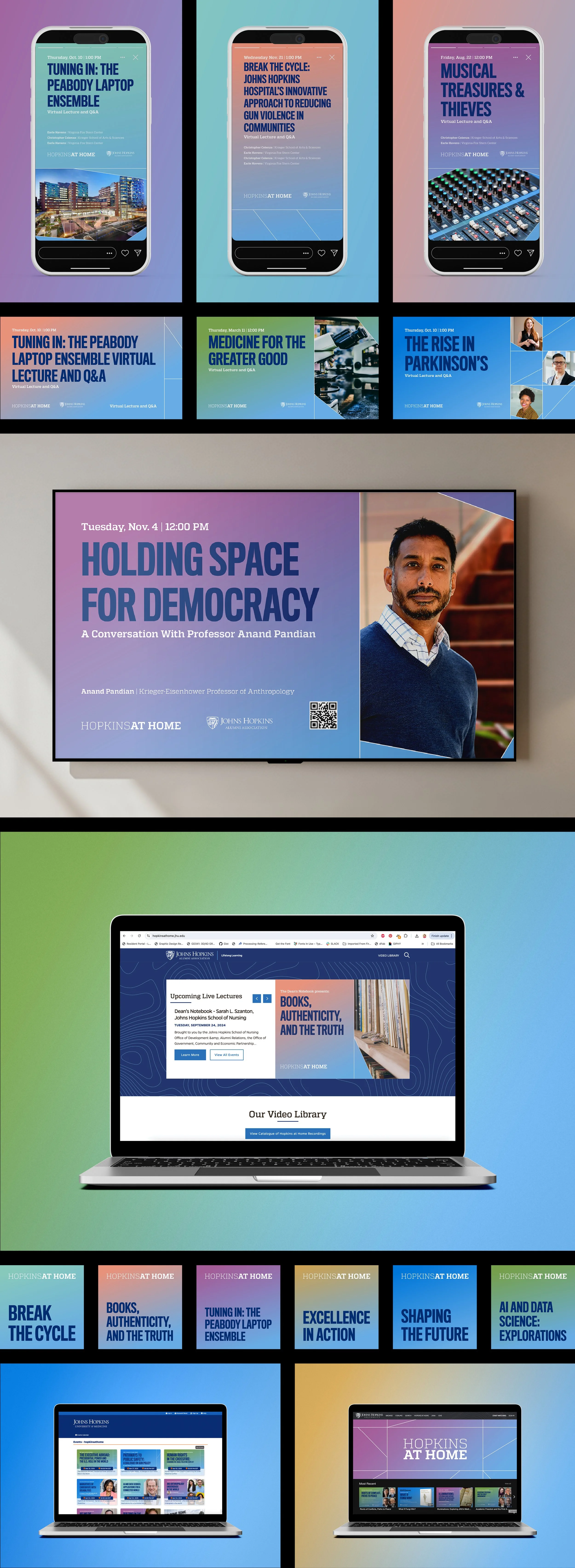 Grid of images showing Hopkins at Home visual system