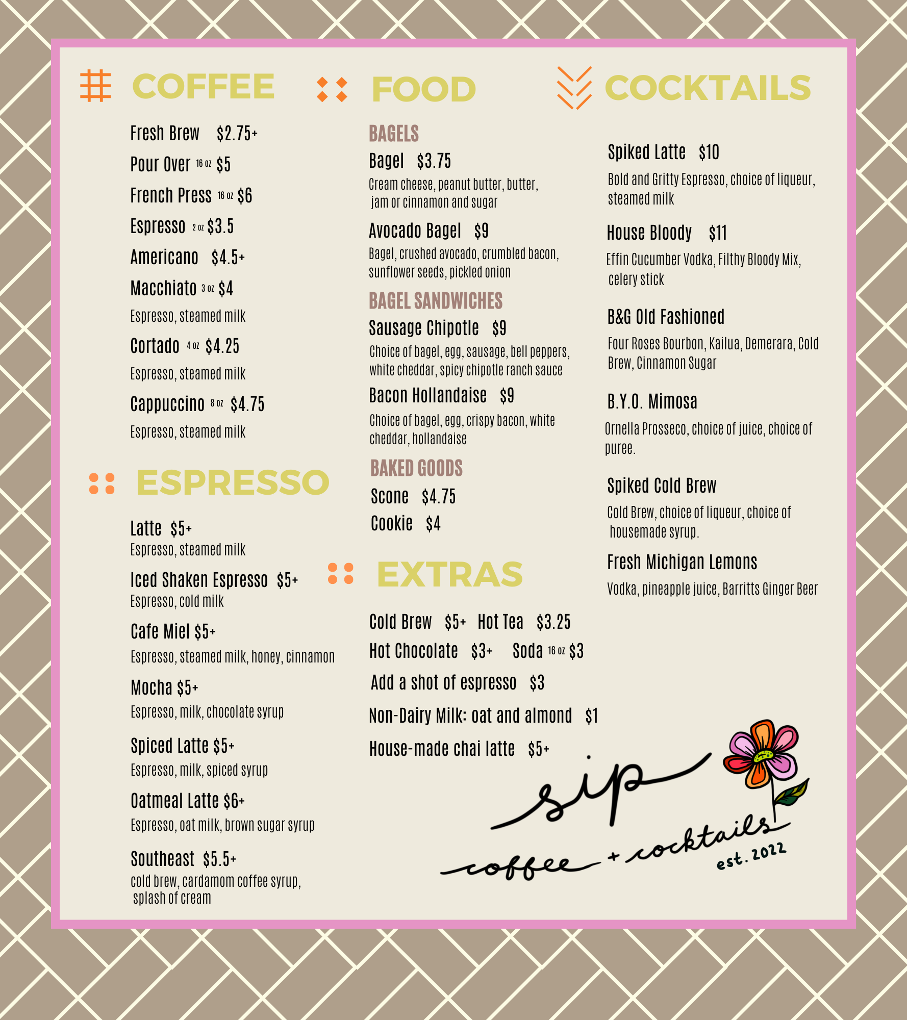 First Sip Menu Designed for the thirsty soul.