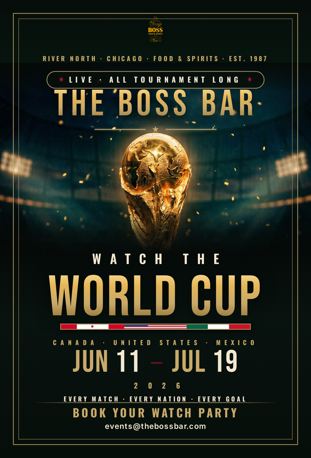 Watch the World Cup at The Boss Bar — June 11 to July 19, 2026