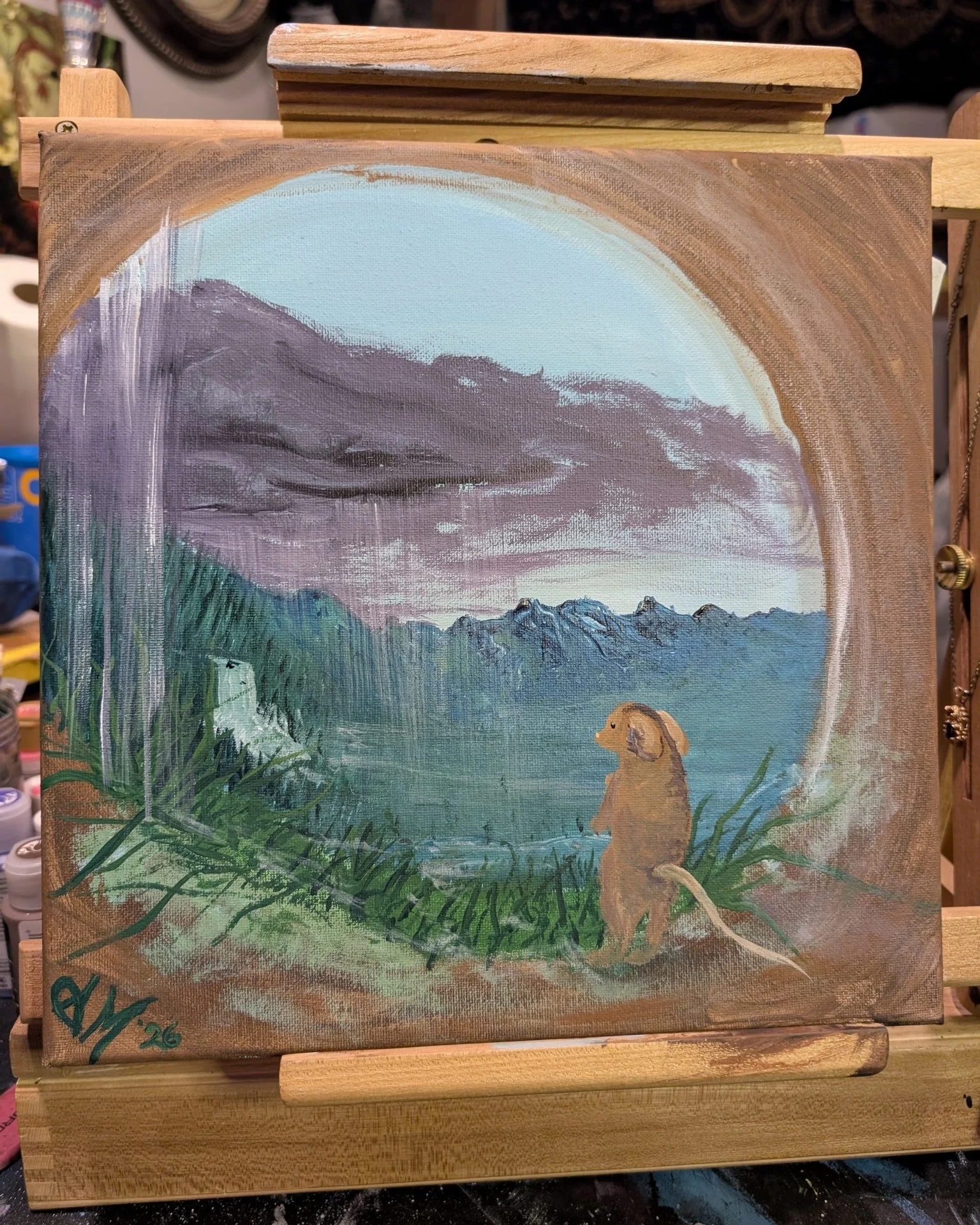 This piece and the last piece are practice. I have been practicing timed painting to submit an application to Art64. I applied last year and got on the wait list. The deadline is Sunday night. I plan to practice a couple more pieces on the next sizes