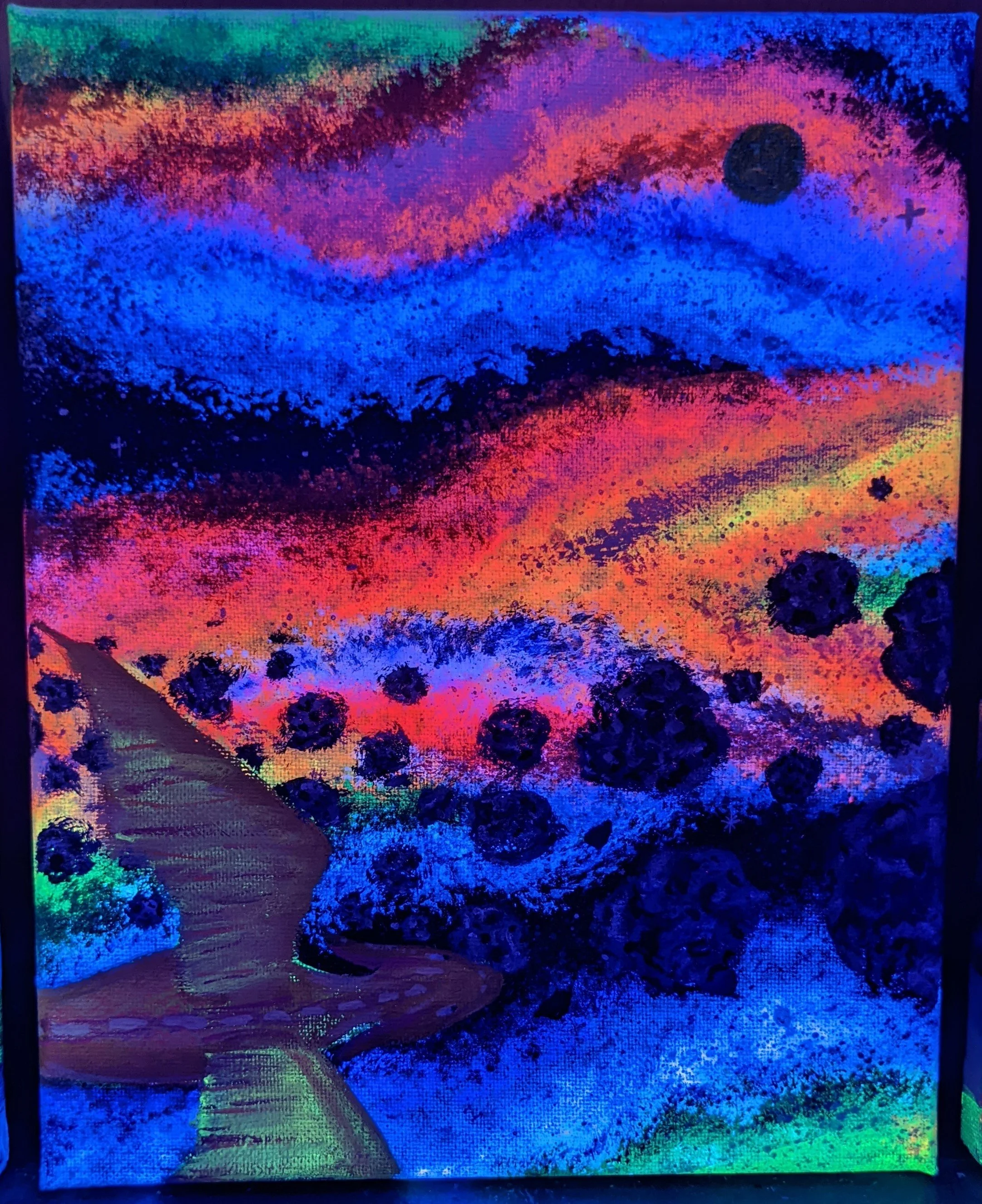 Space Dragon Triptych 2 under blacklight