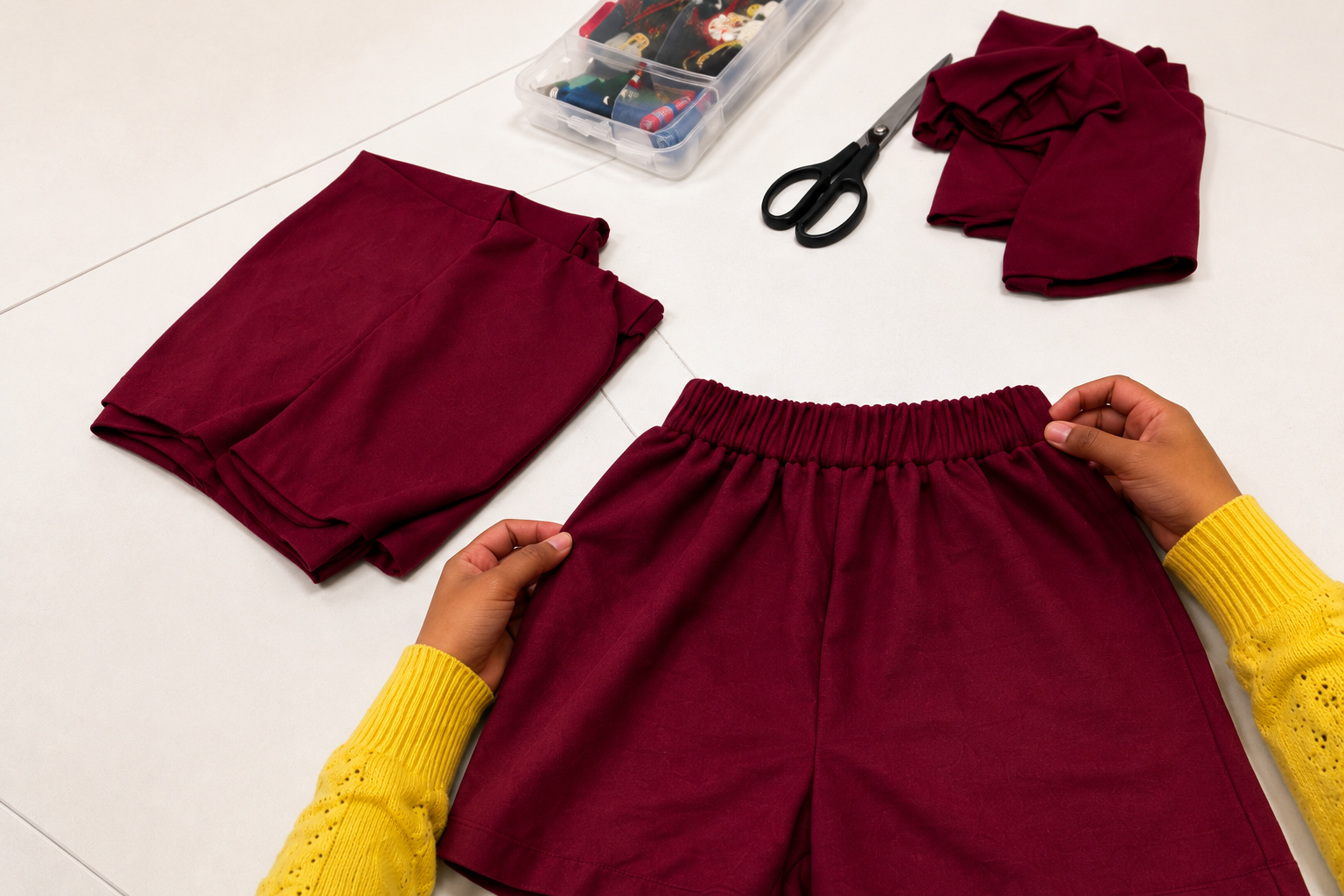 Handmade sewing project on bright workspace.png